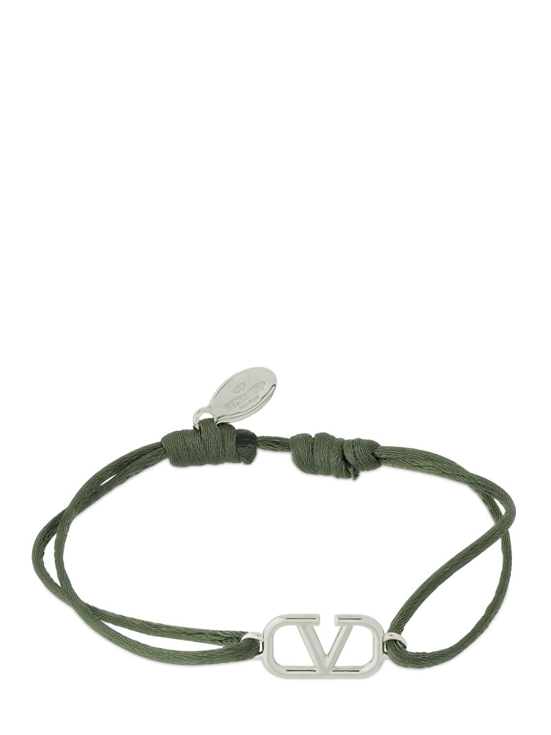 Valentino Garavani V Logo Slim Bracelet In Olive Green
