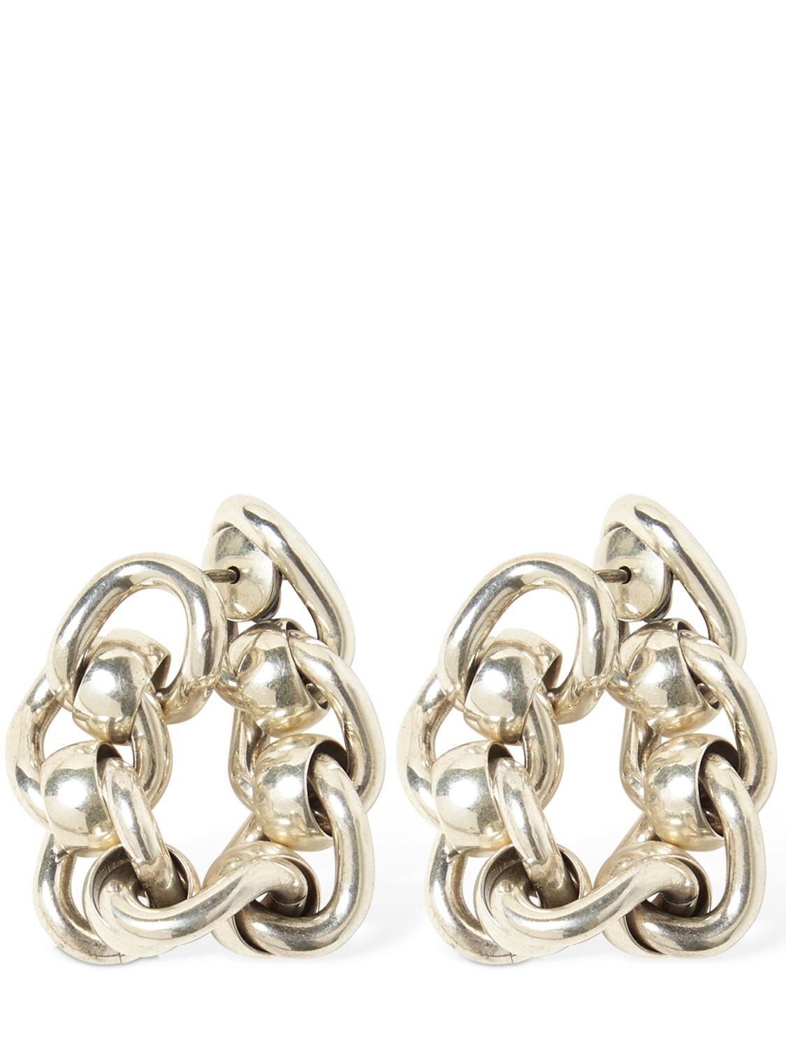 Bottega Veneta Chained Hoop Earrings In Silver