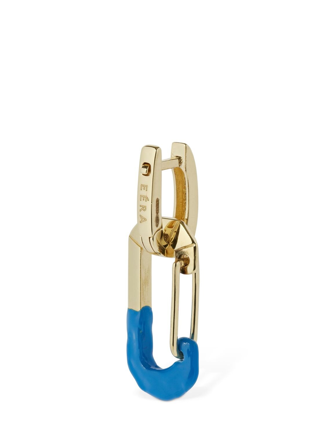 Shop Eéra Chiara 18kt Gold & Rubber Mono Earring In Gold,blue