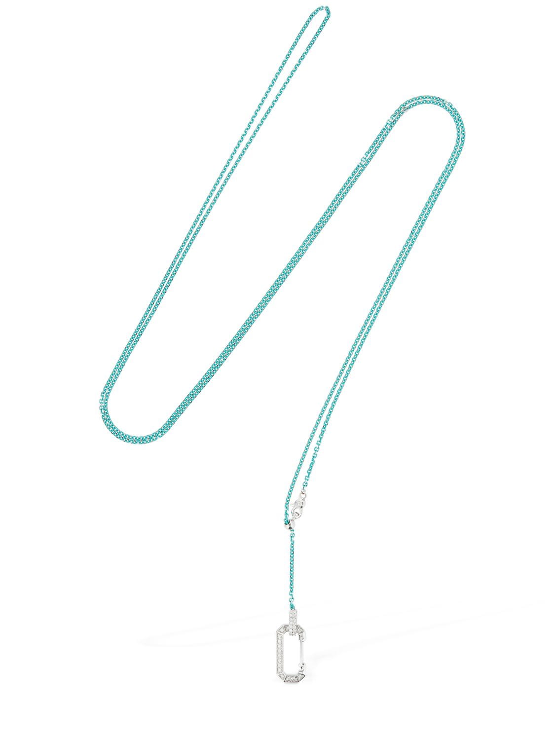 Shop Eéra Lucy 18kt Gold & Diamond Long Body Chain In Turquoise