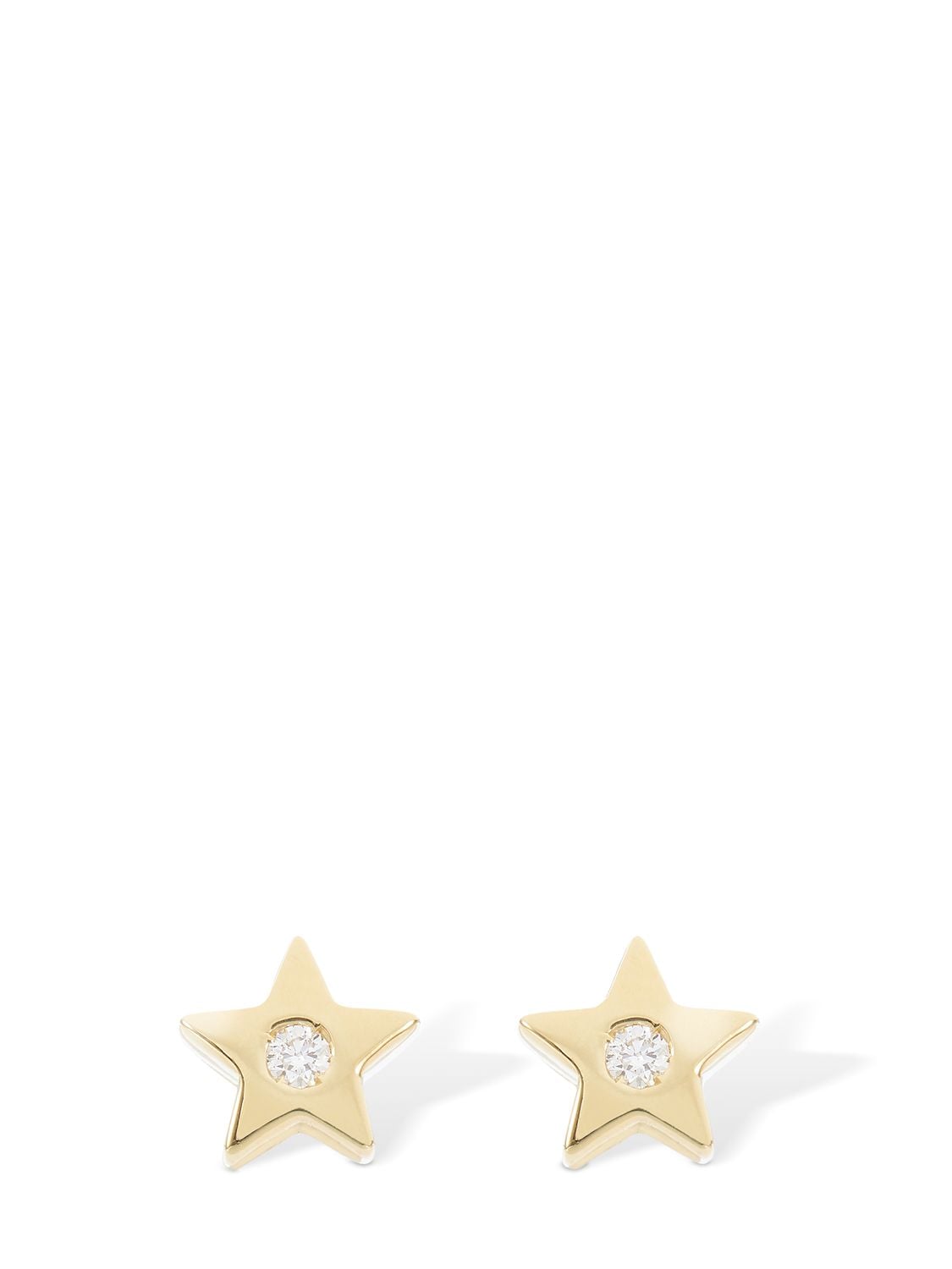 Ag 18kt Gold & Diamond Star Earrings