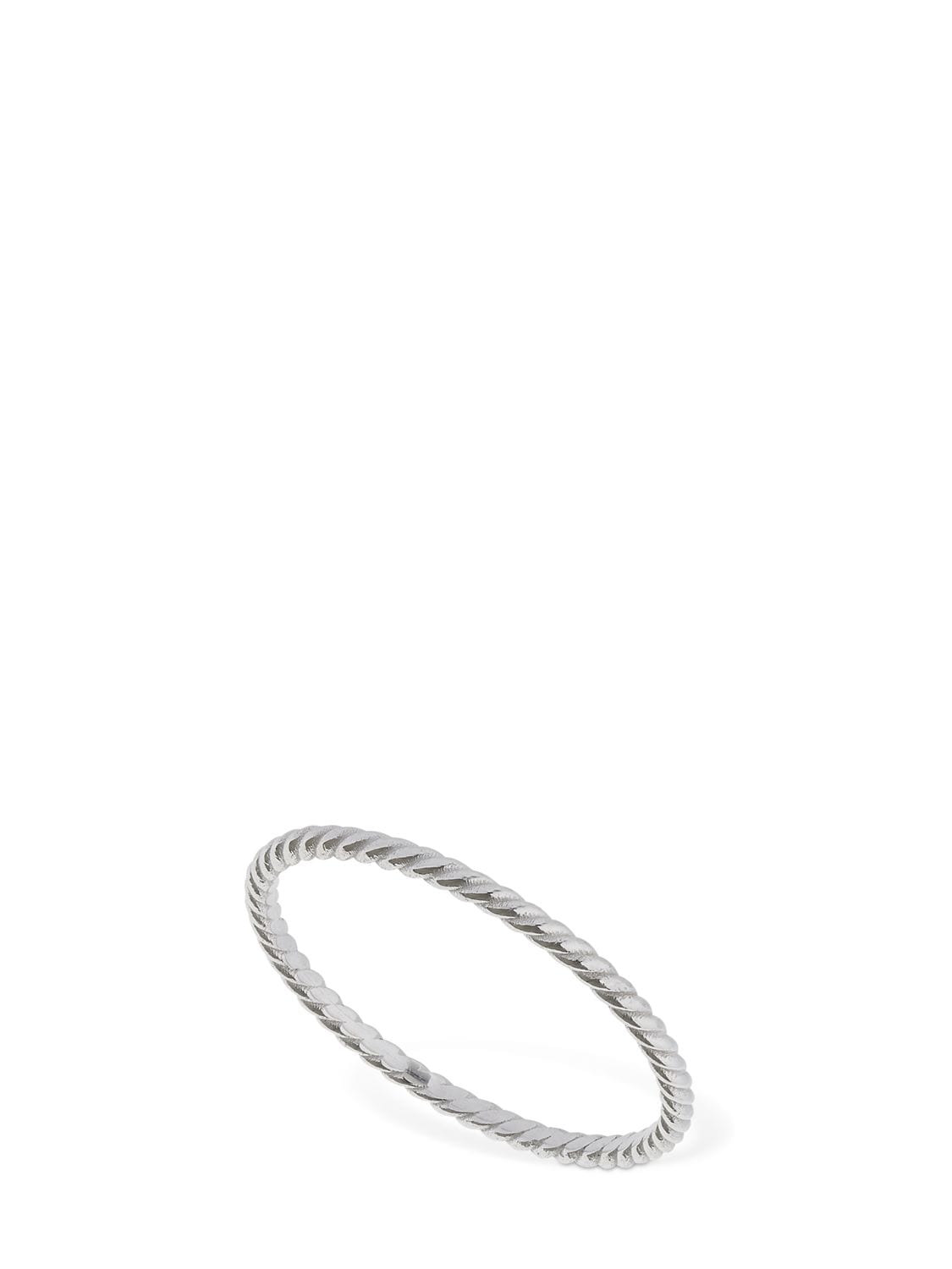 18kt White Gold Slim Braid Chain Ring