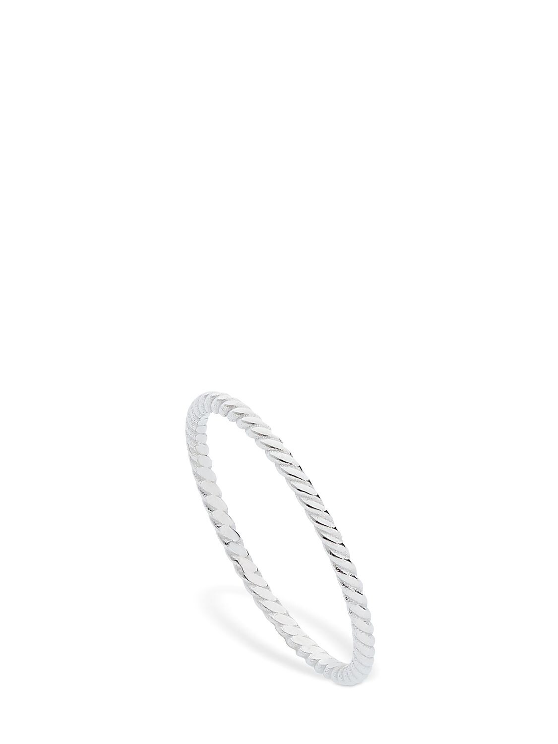 Ag 18kt White Gold Slim Braid Chain Ring