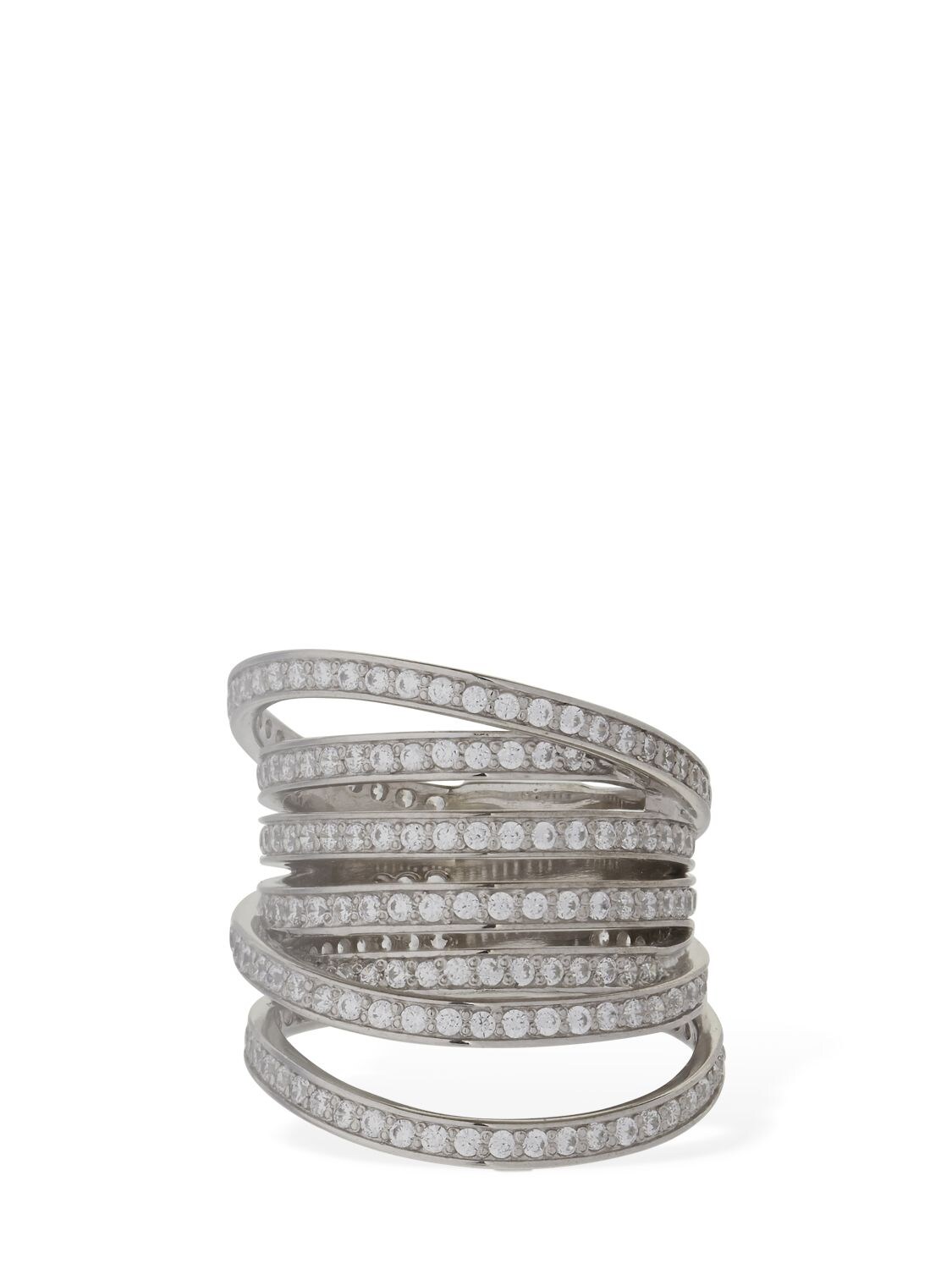 Anna Andres Parametric Glitter Ring In Silver