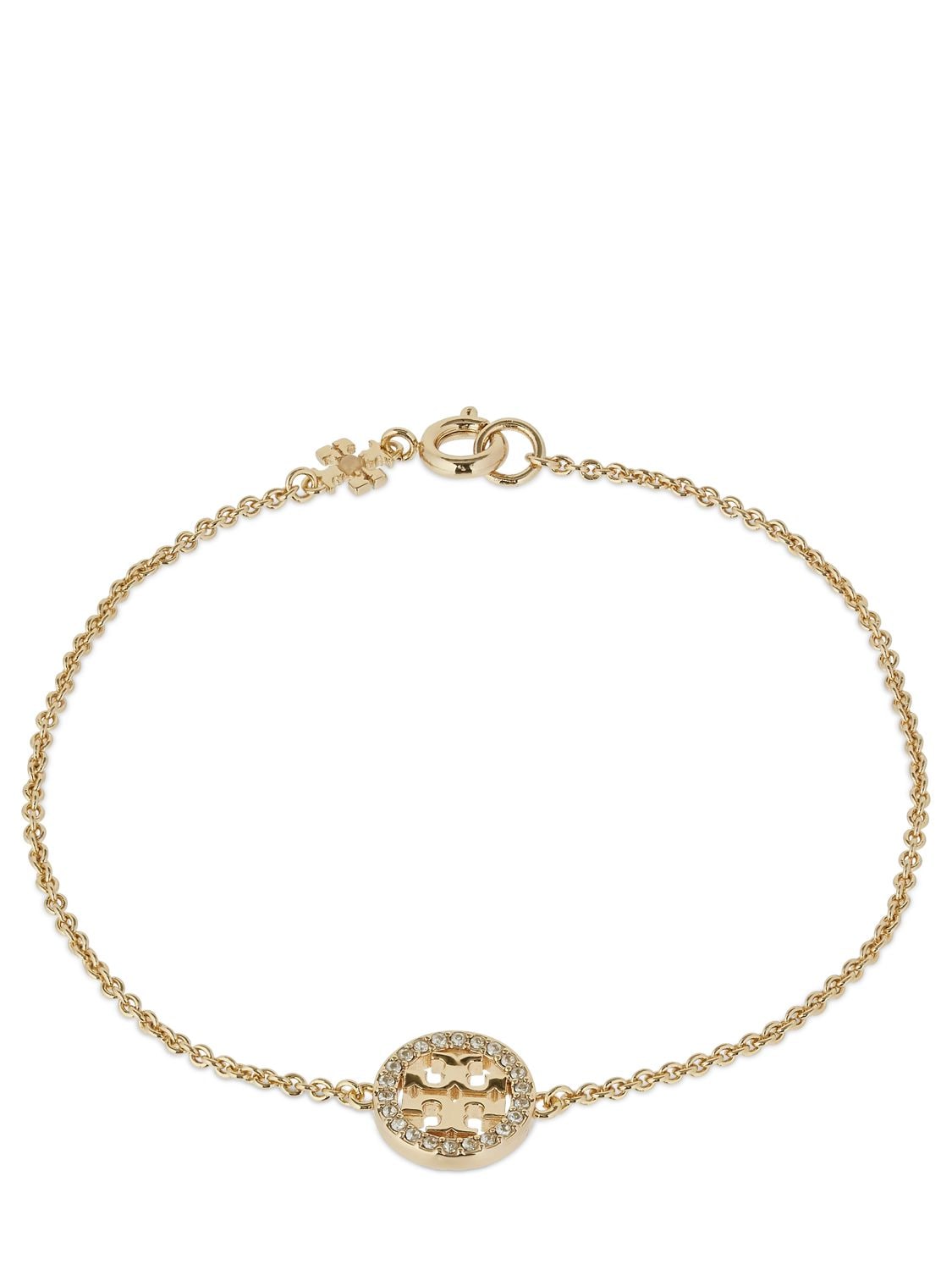 Tory Burch Pave Logo Miller Chain Bracelet In Gold,crystal | ModeSens