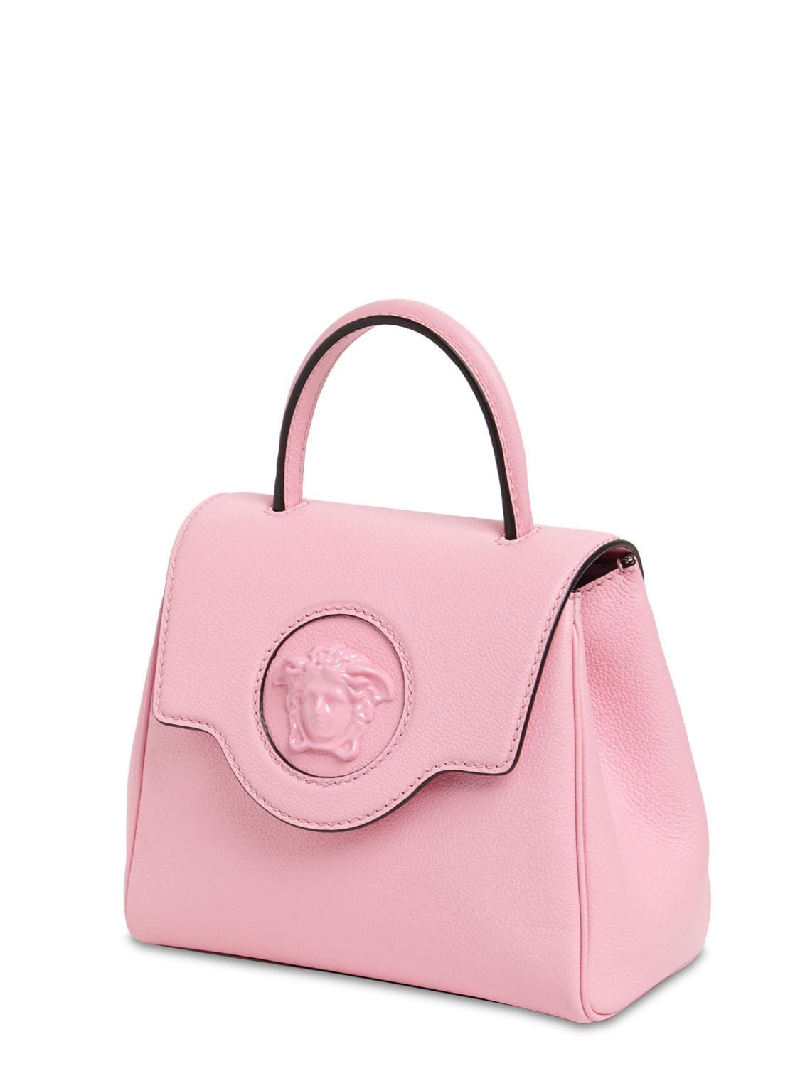 Shop Versace Small Leather Medusa Top Handle Bag In Pink