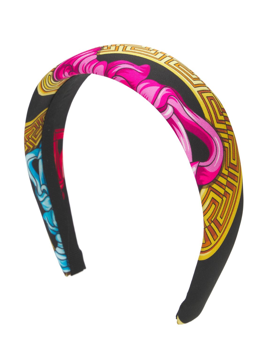 Versace Medusa Print Twill Headband In Nero,multicolor