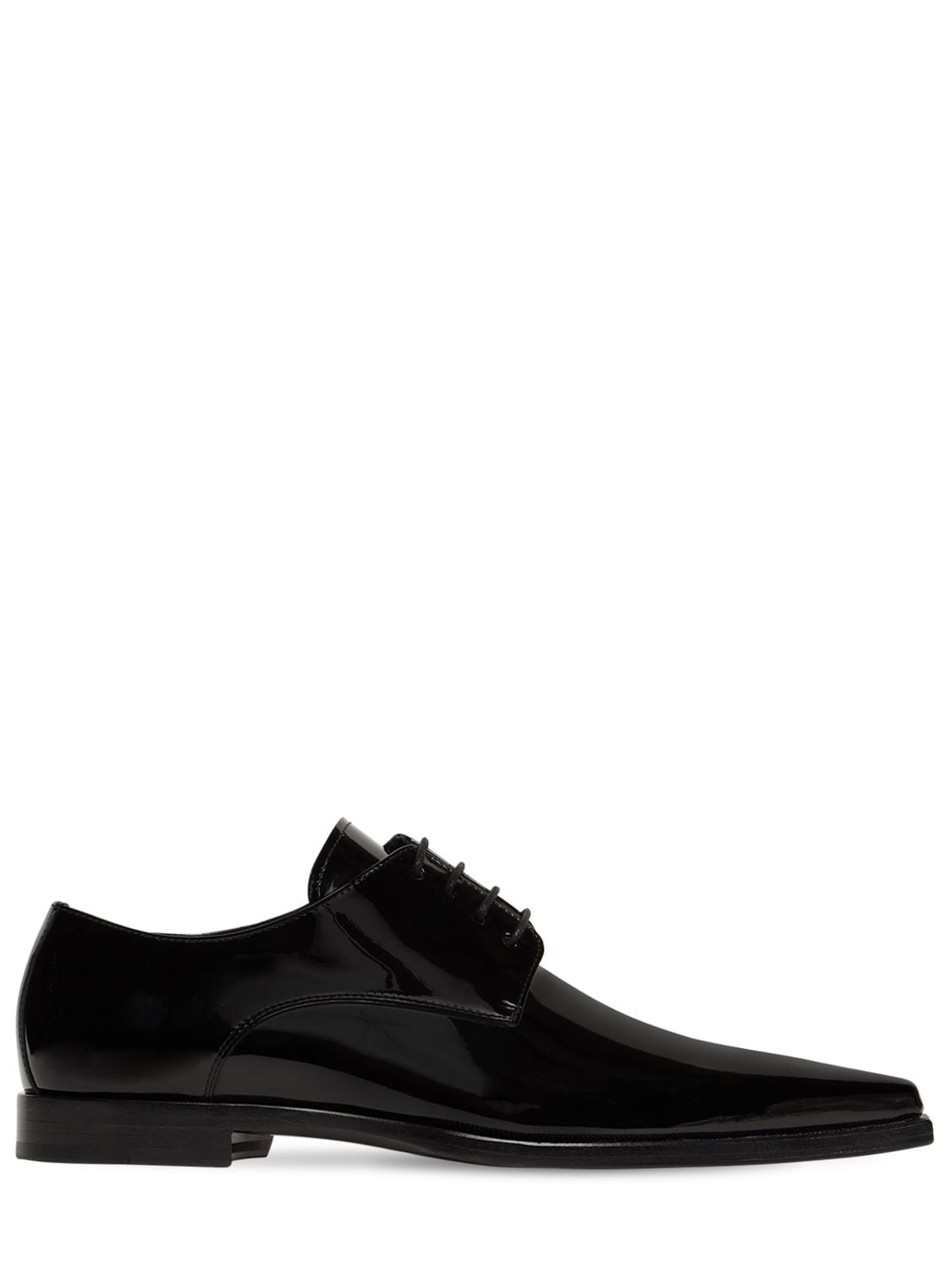 Dsquared2 Pointy Patent Leather Derby Lace-up Shoe In Black