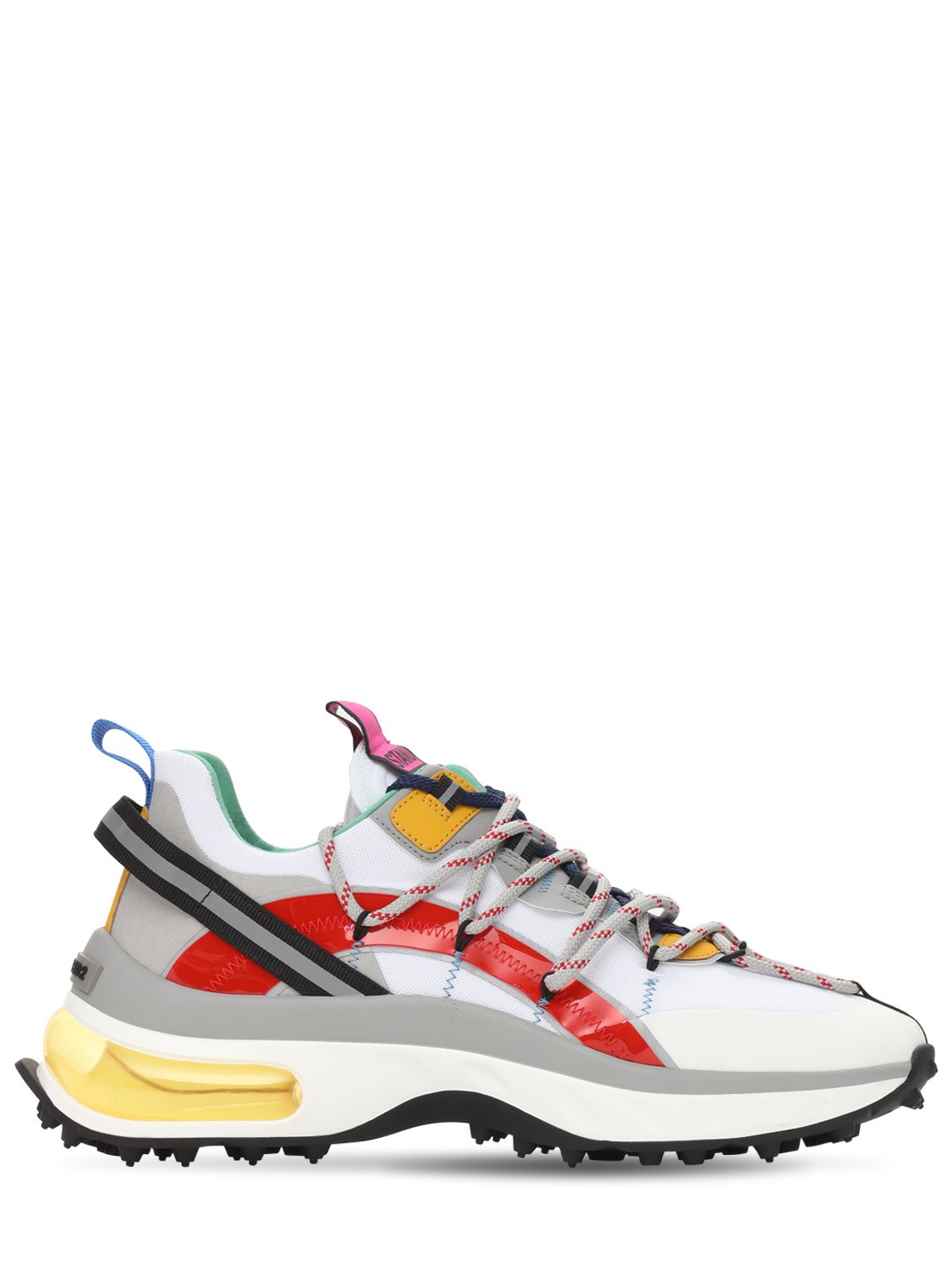 Dsquared2 Multi-panel Lace-up Sneakers In White,red,grey