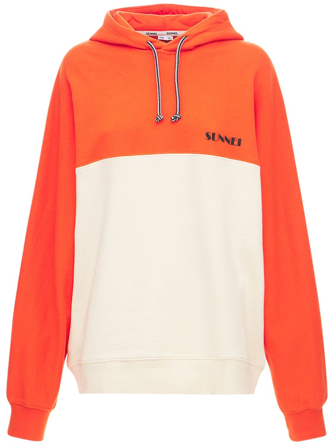 Sunnei - Logo color block cotton fleece hoodie - | Luisaviaroma