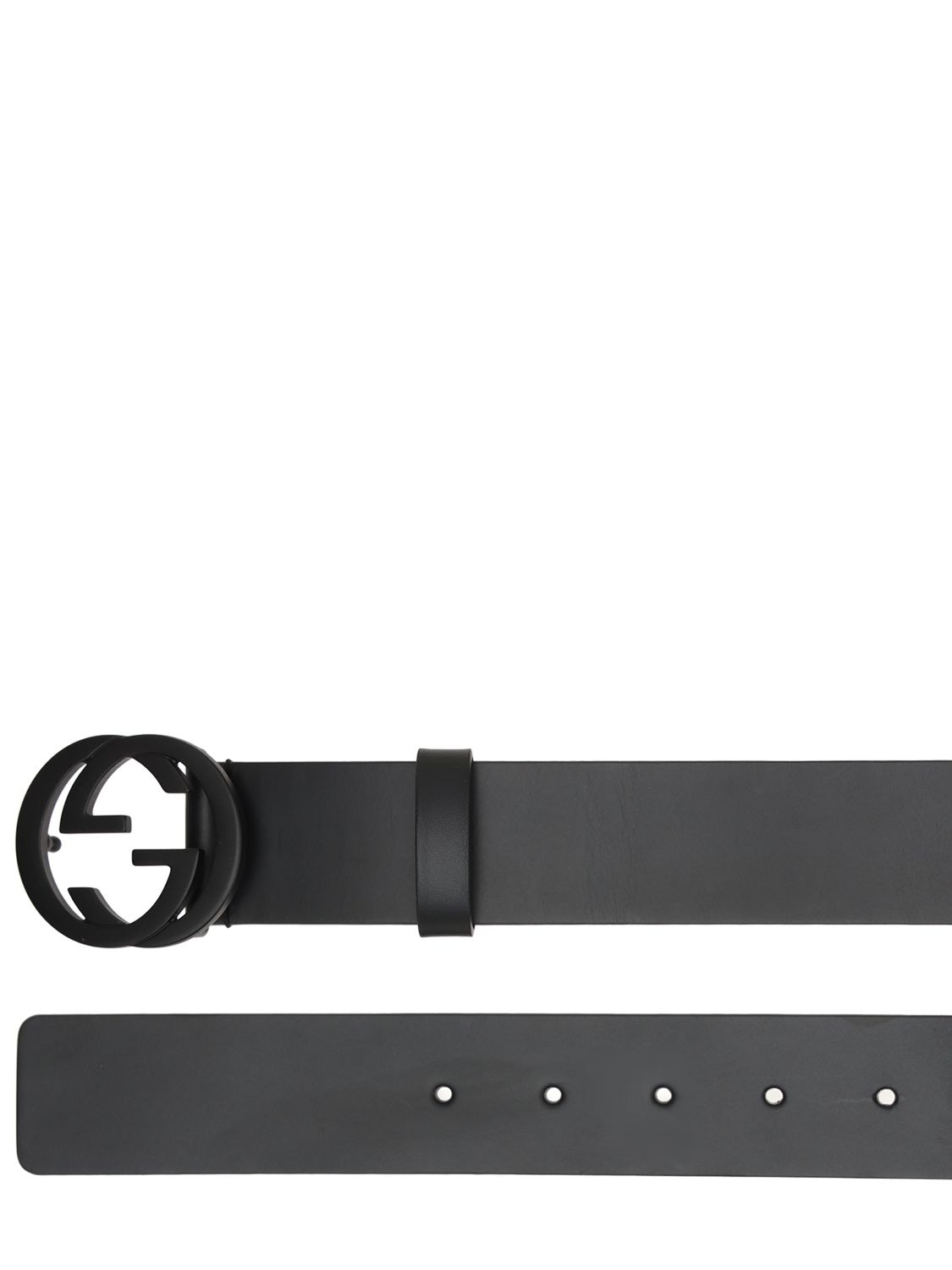 Shop Gucci 3.7cm Interlocking G Buckle Leather Belt In Black