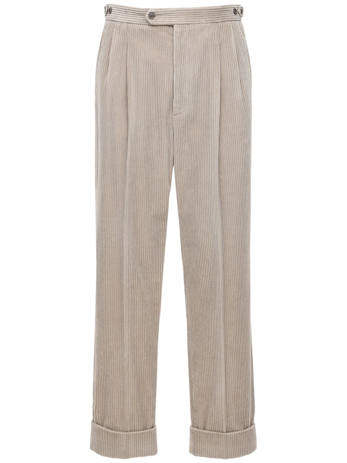 Gucci Leather Patch Regular Corduroy Pants In Beige