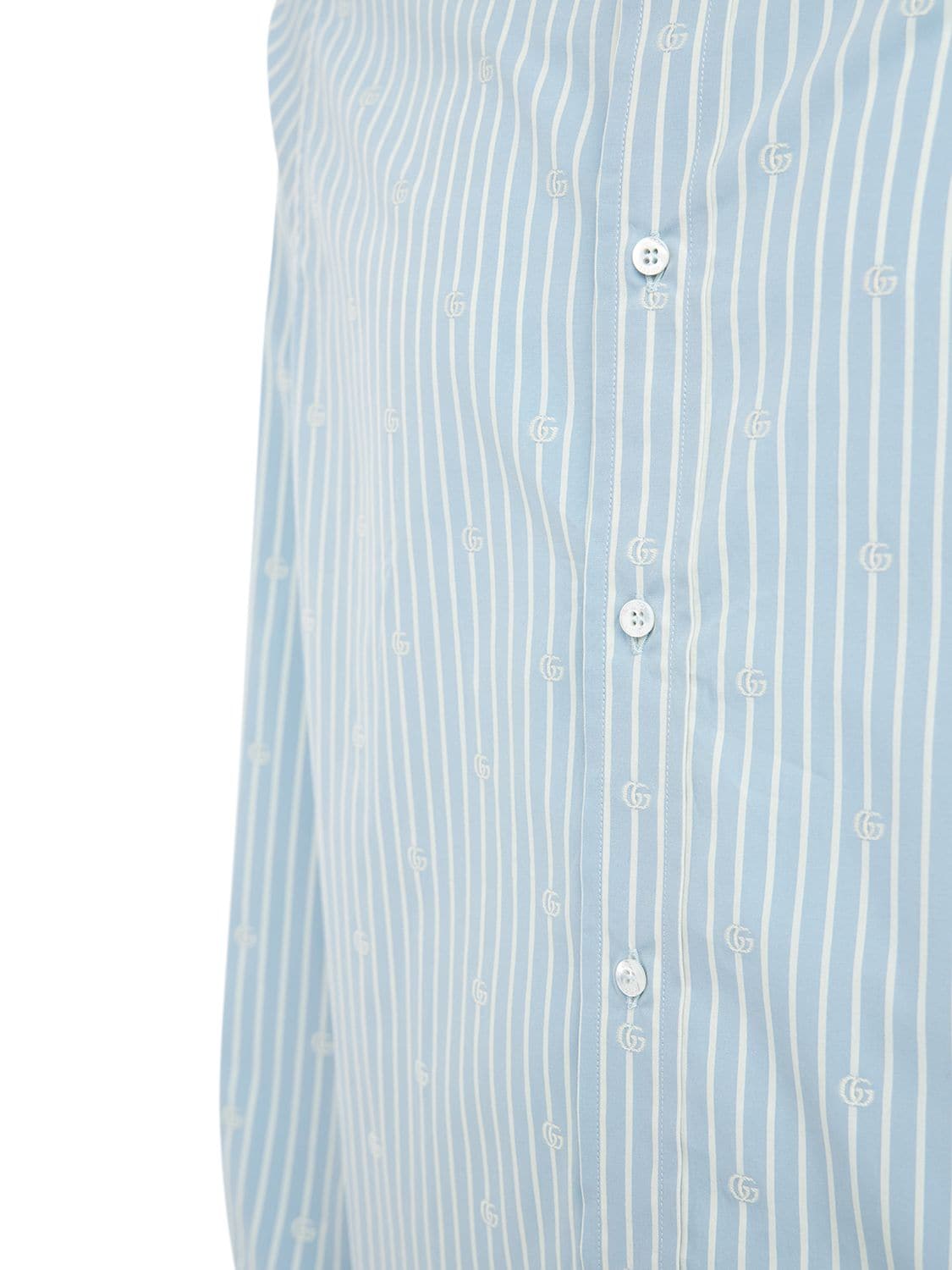 Shop Gucci Gg Stripe Fil Coupé Cotton Shirt In Light Blue