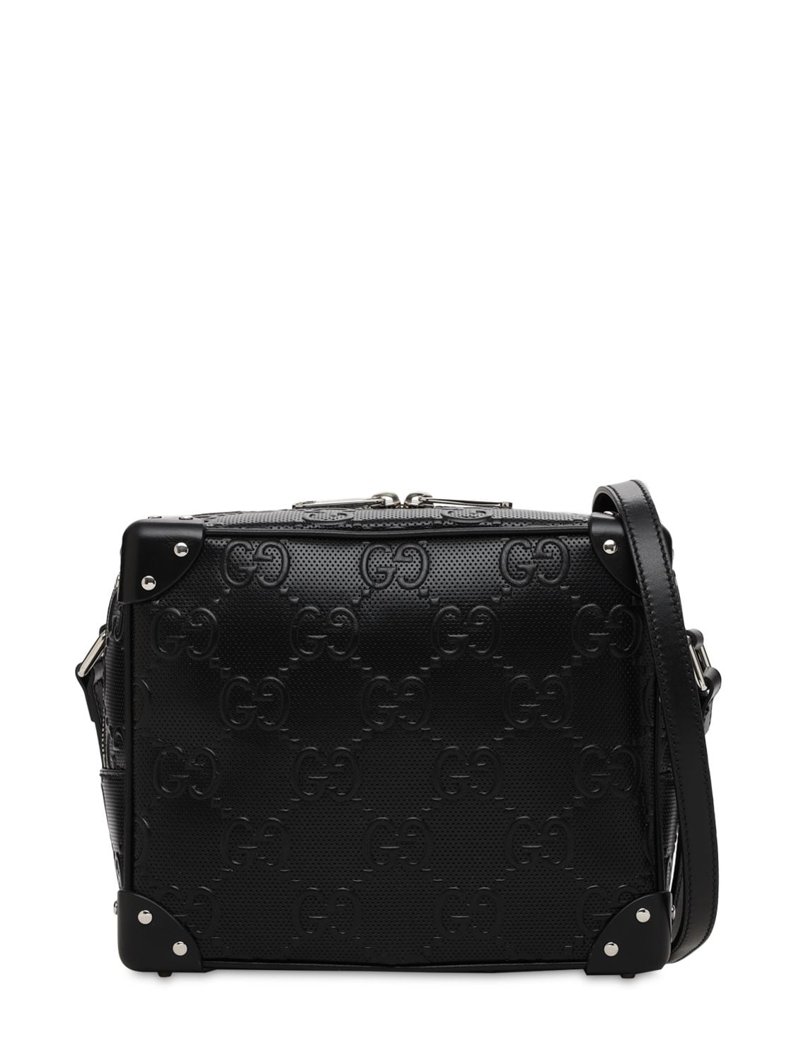 Gucci Gg Embossed Leather Crossbody Bag In Black