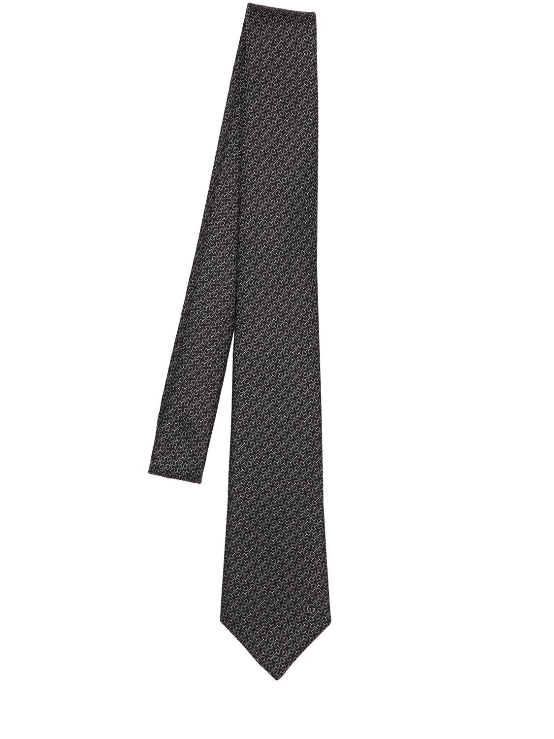 7cm Gg Embro Horsebit Silk Tie