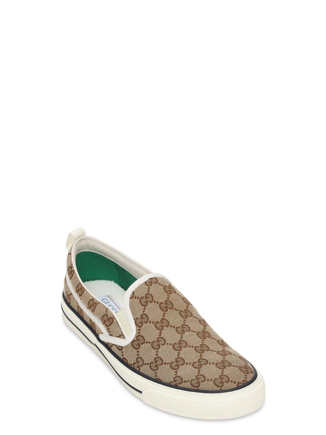Shop Gucci Men's  Tennis 1977 Slip-on Sneakers In Brown