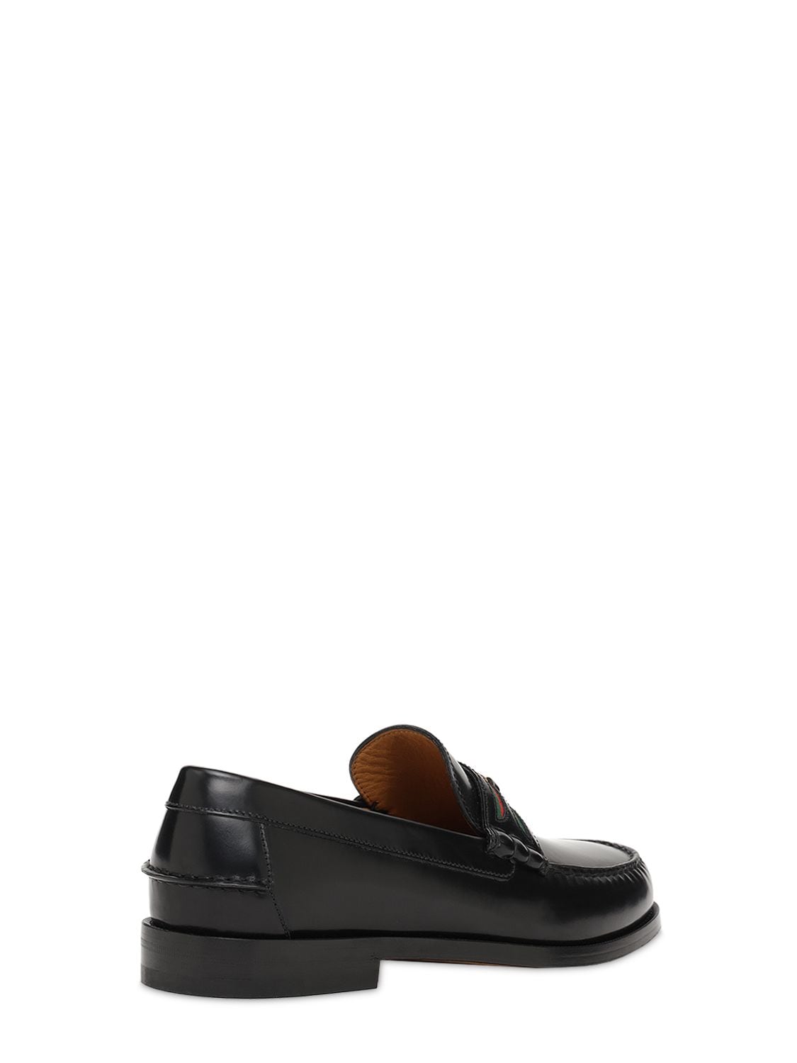 Shop Gucci 25mm Gg Web Kaveh Leather Loafers In Black