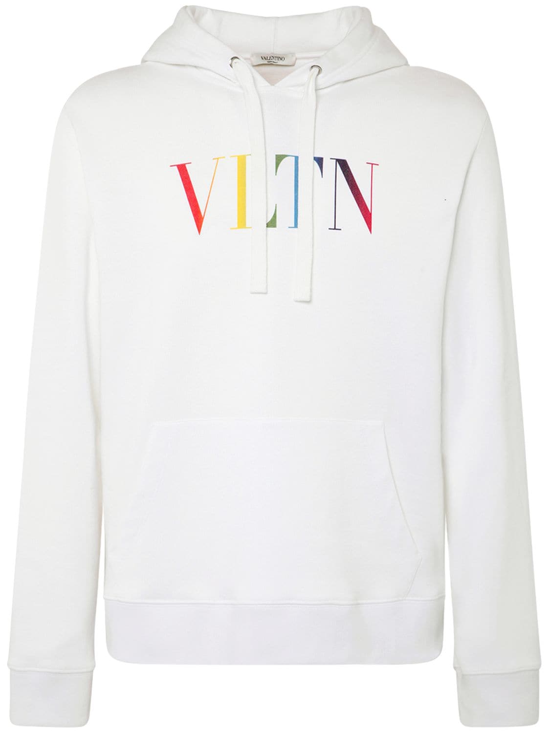 Valentino Vltn Multicolor Print Cotton Hoodie In White