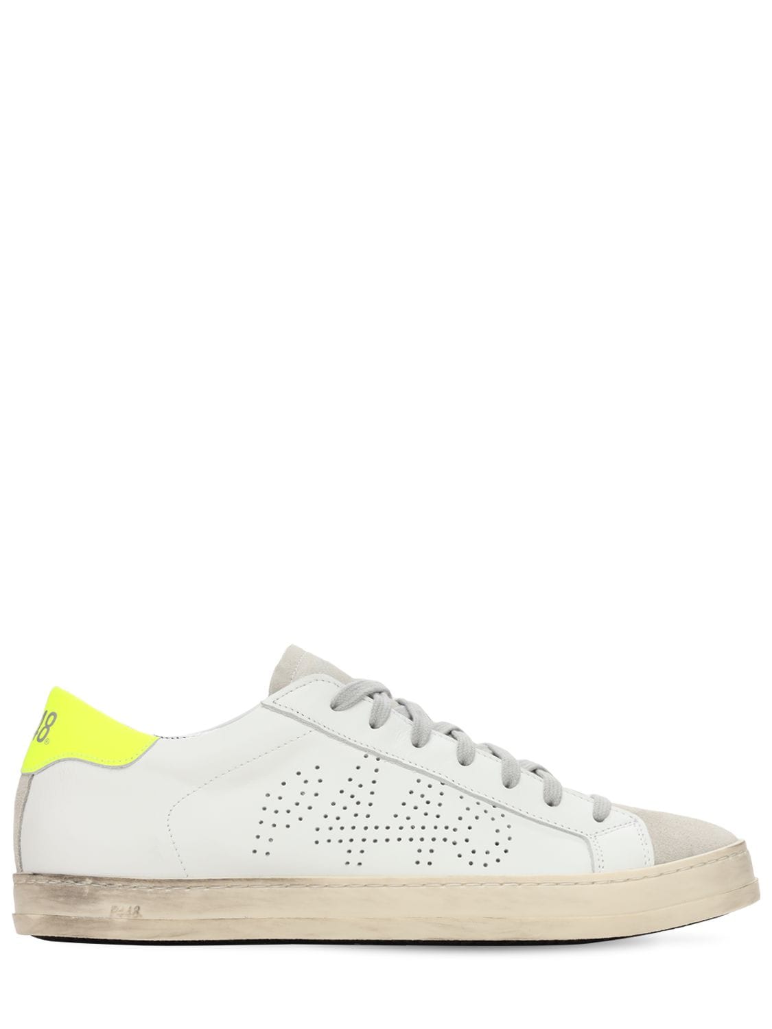 P448 John Leather & Suede Low-top Sneakers In White,yellow