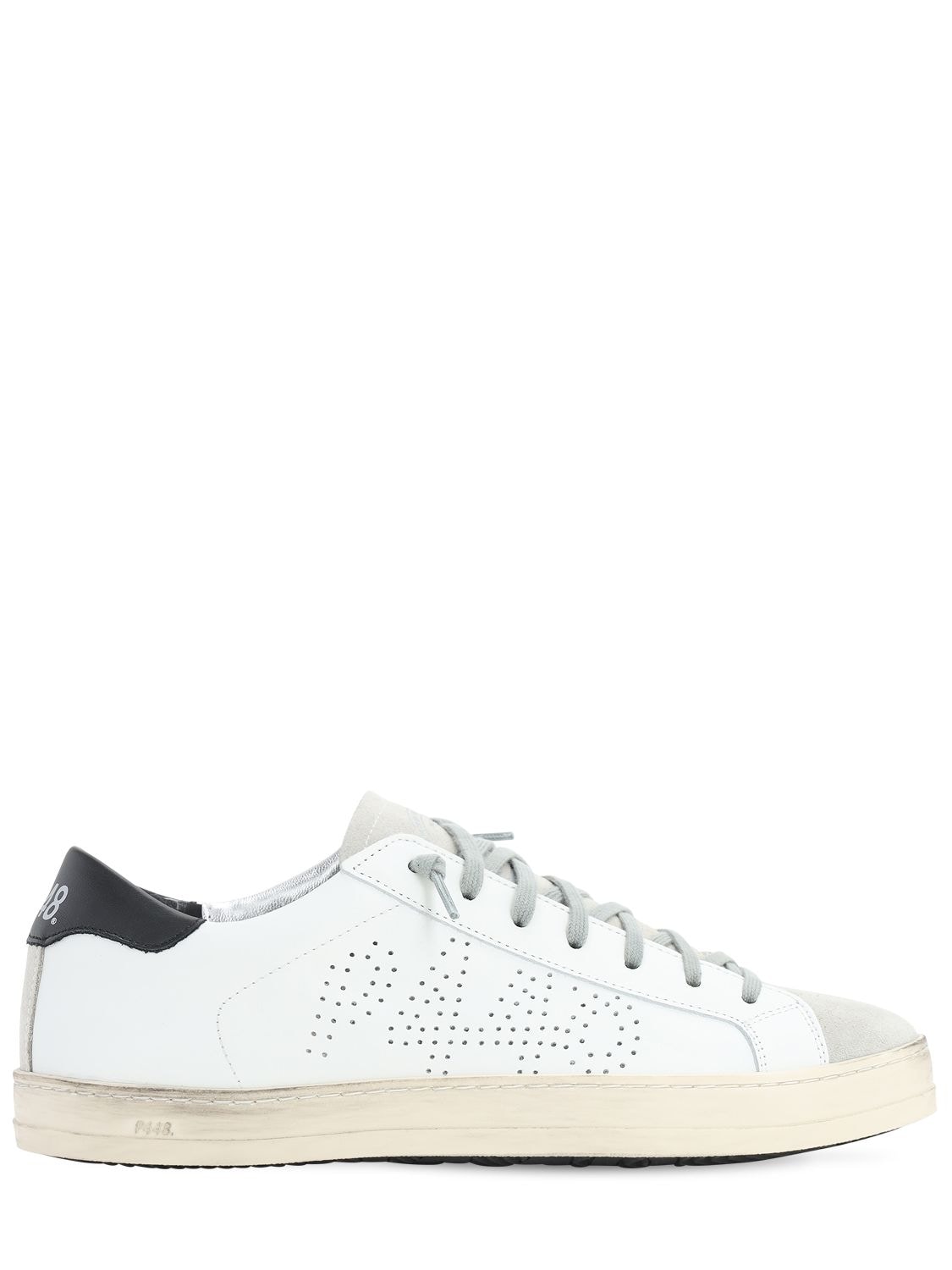 P448 John Leather & Suede Low-top Sneakers In White,black | ModeSens