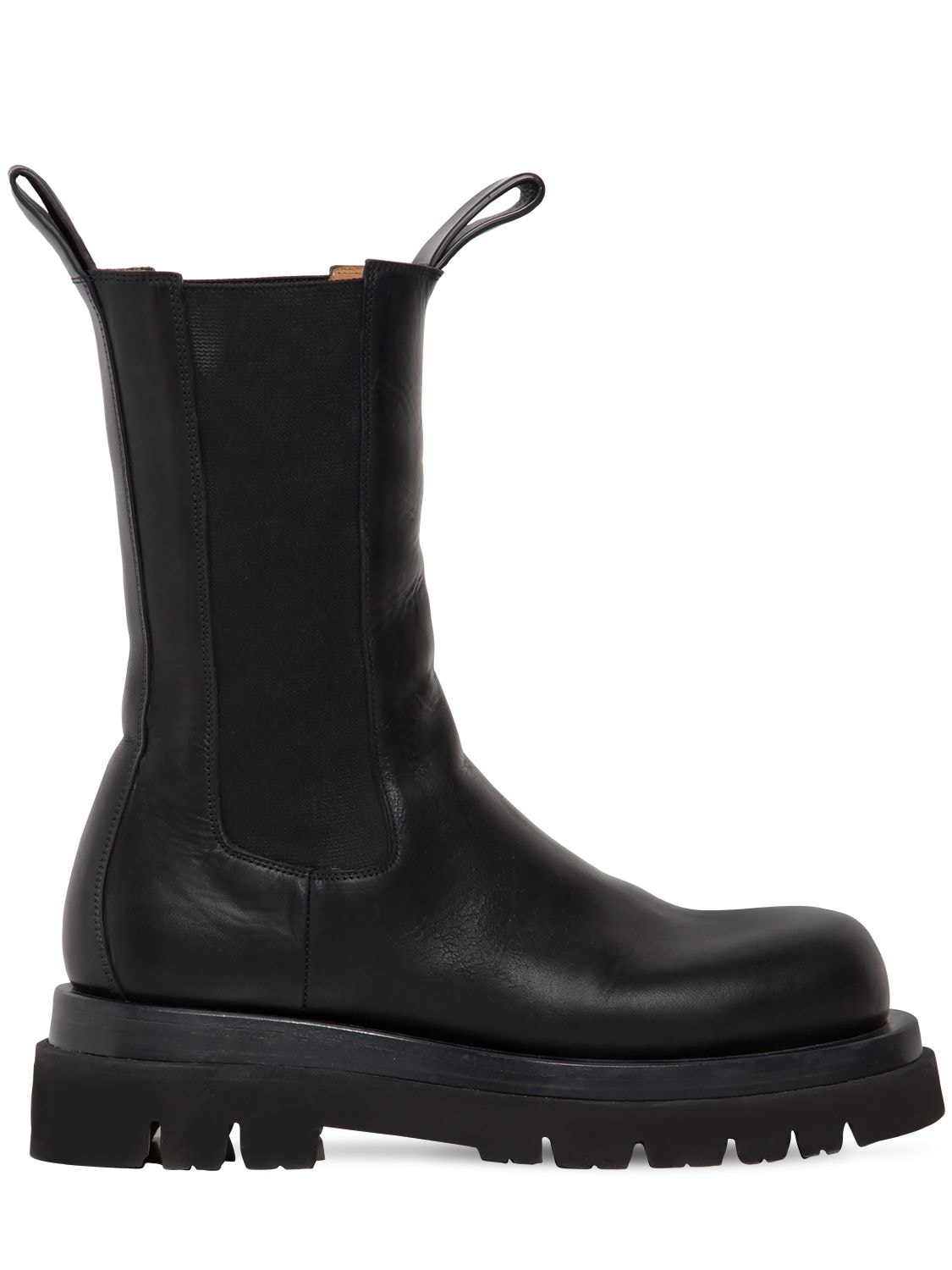 Bottega Veneta Lug Rubber-trimmed Leather Chelsea Boots In Black | ModeSens