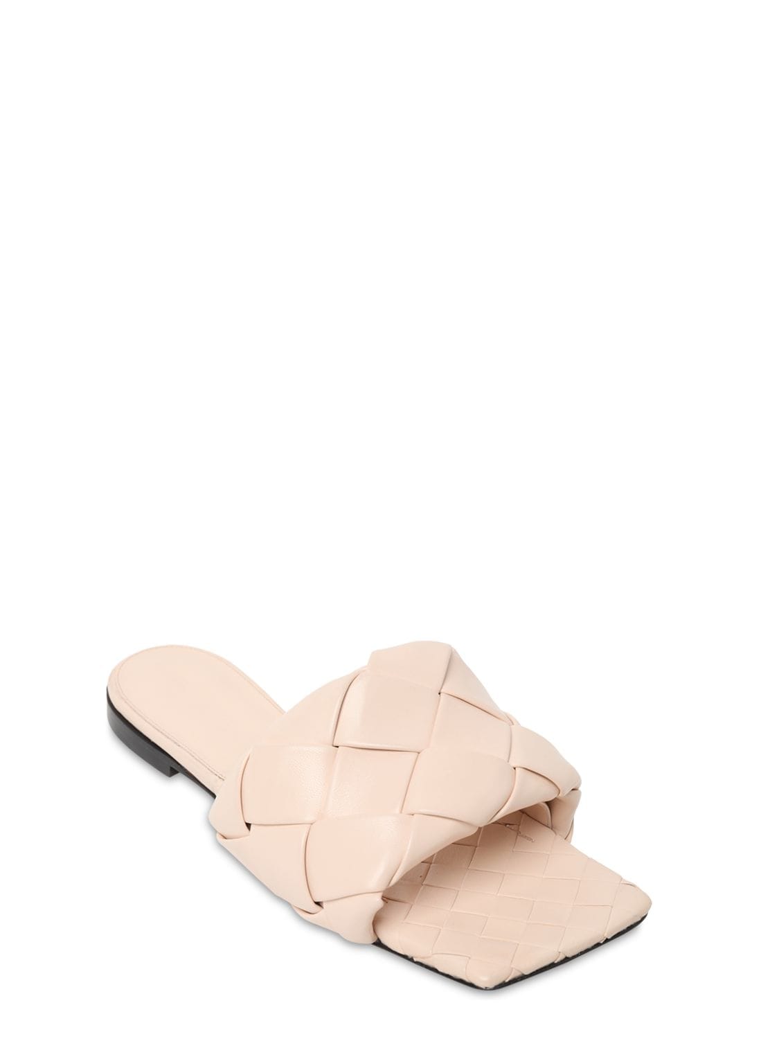 Shop Bottega Veneta 10mm Lido Leather Slide Flats In Nude