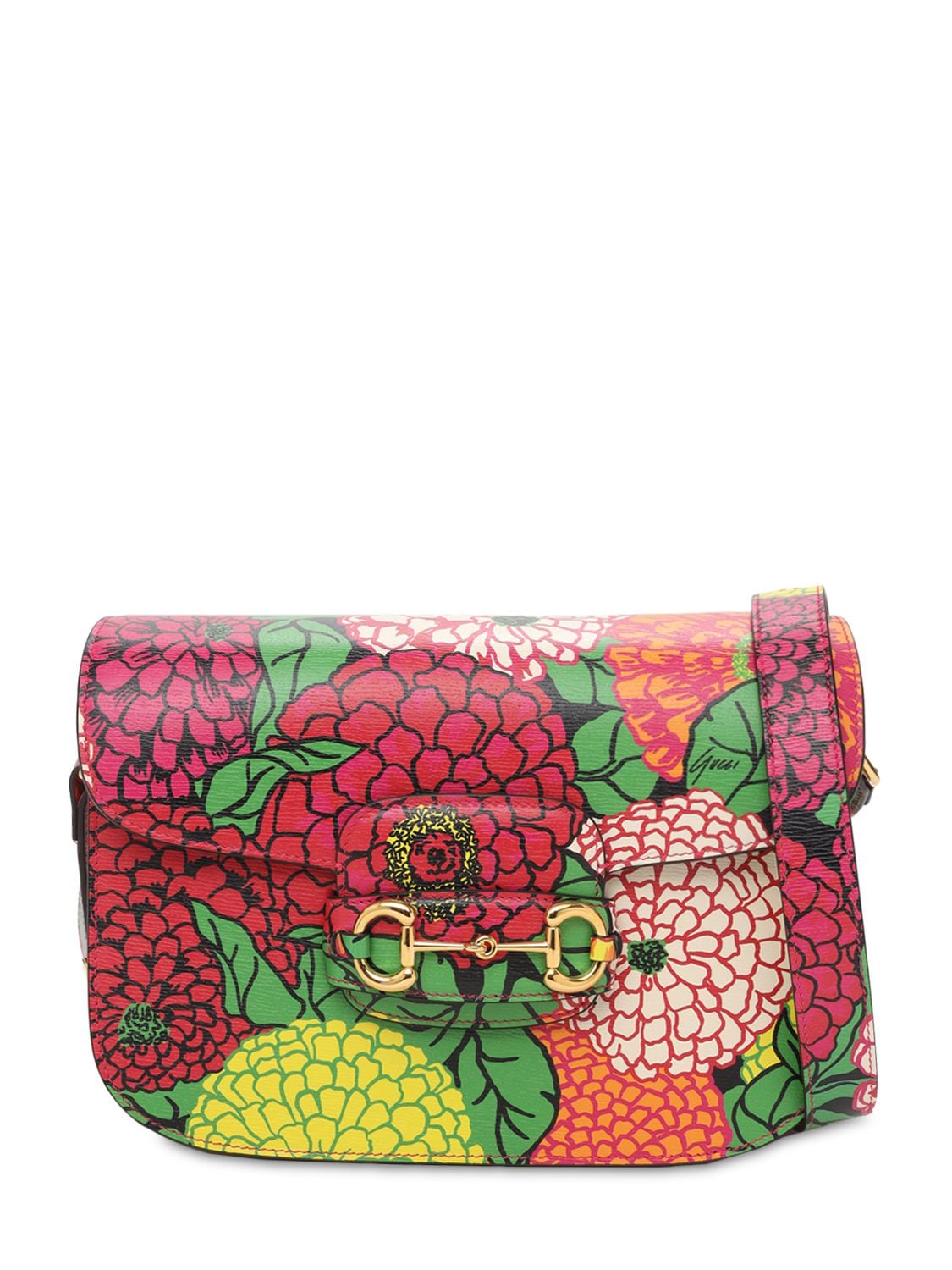 Gucci 1955 Horsebit Pomponica Print Bag In Multicolor