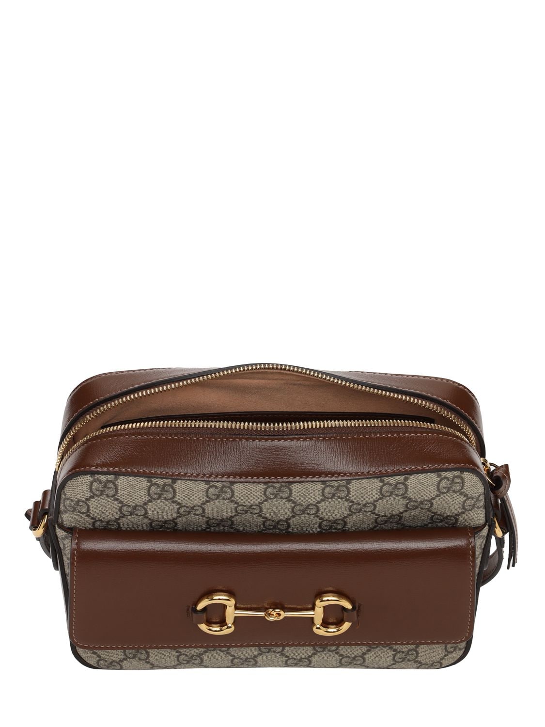 Shop Gucci 1955 Horsebit Gg Supreme Shoulder Bag In Ebony,brown