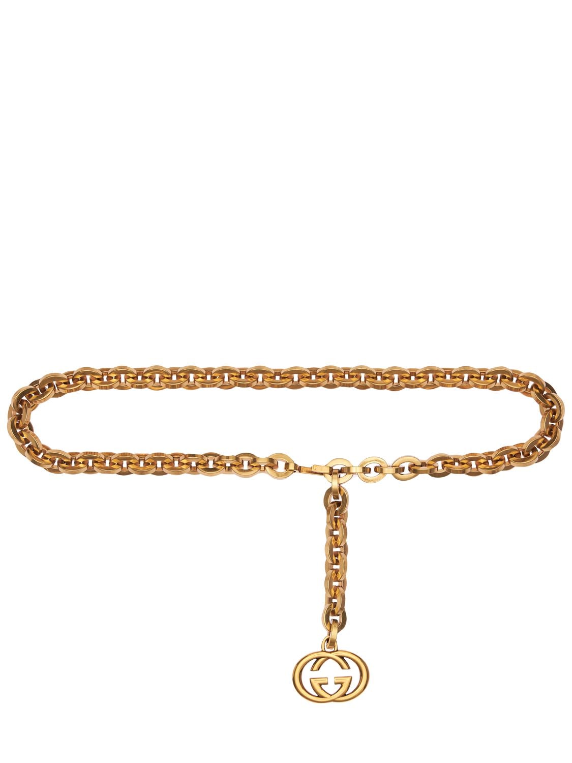 Chain Belt With Interlocking G Charm In Gold-Toned Metal