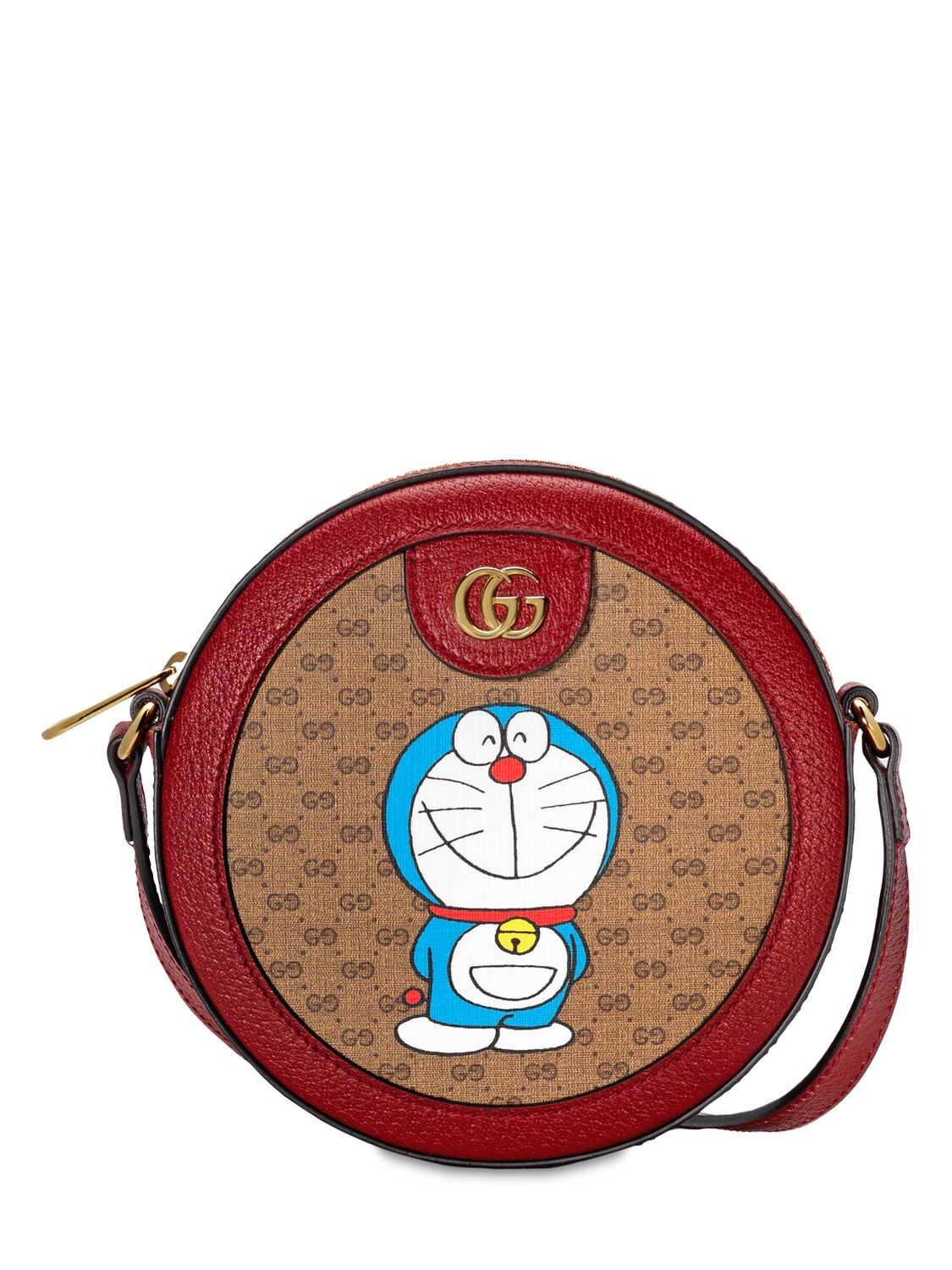 Gucci Doraemon Gg Canvas Round Shoulder Bag In Multicolor