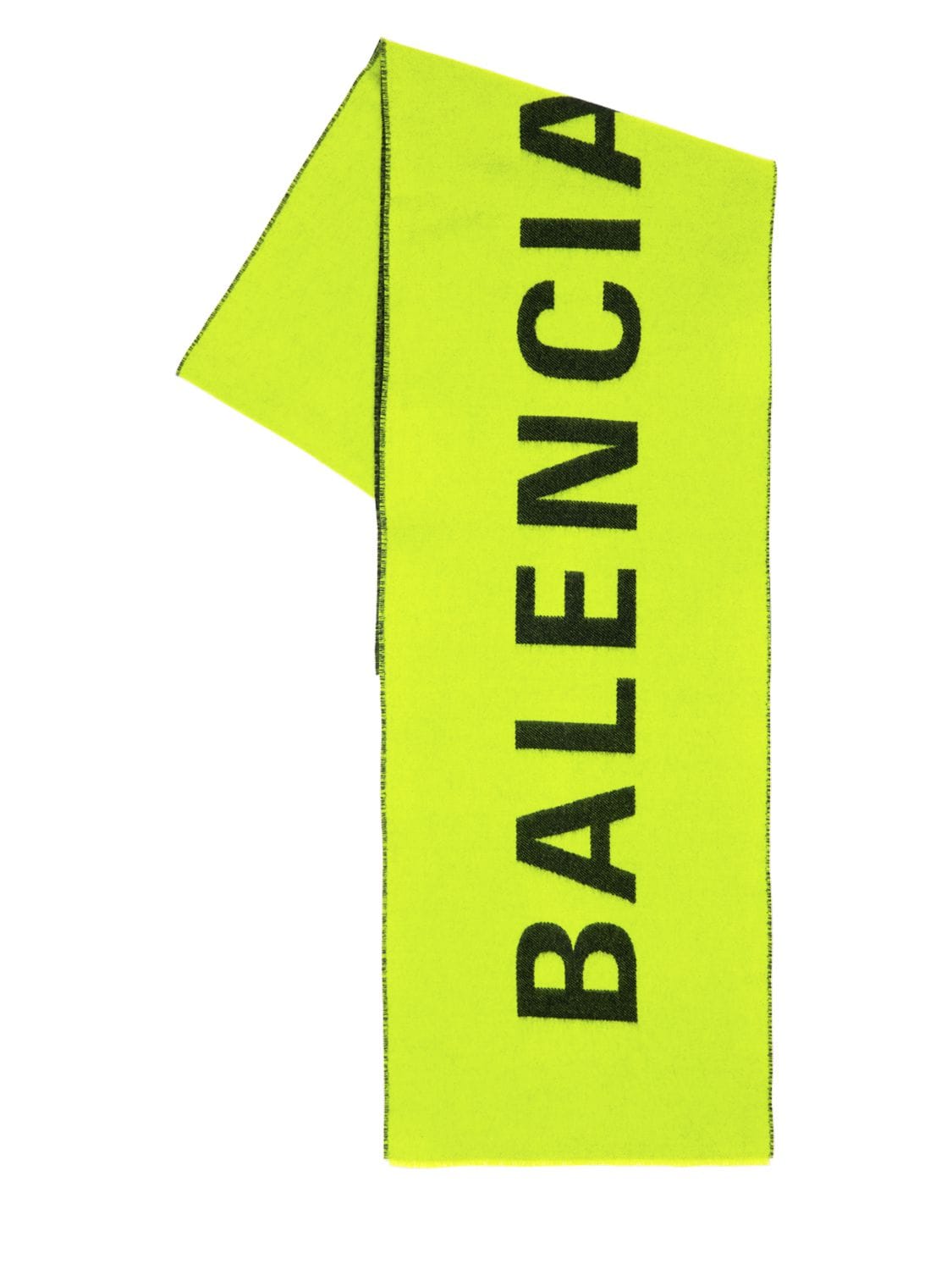 Balenciaga Logo Jacquard Wool Scarf In Green