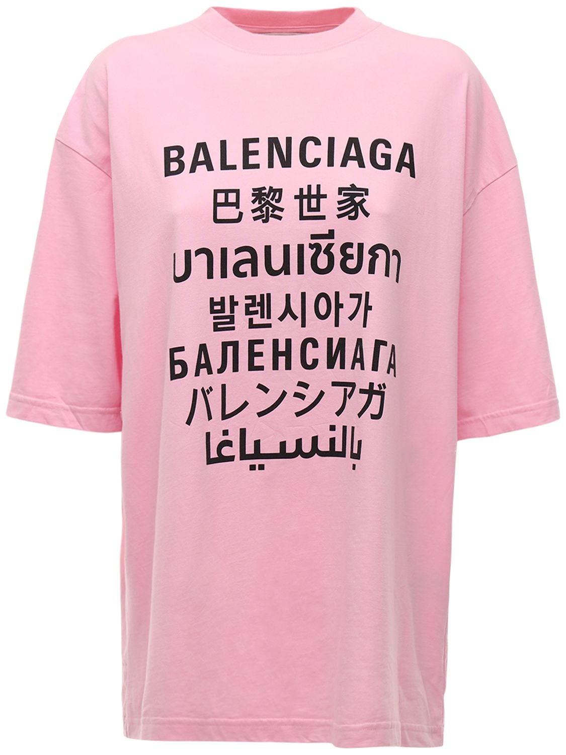 BALENCIAGA 多语种LOGO印花棉质T恤,73IIUU113-MTQWMQ2