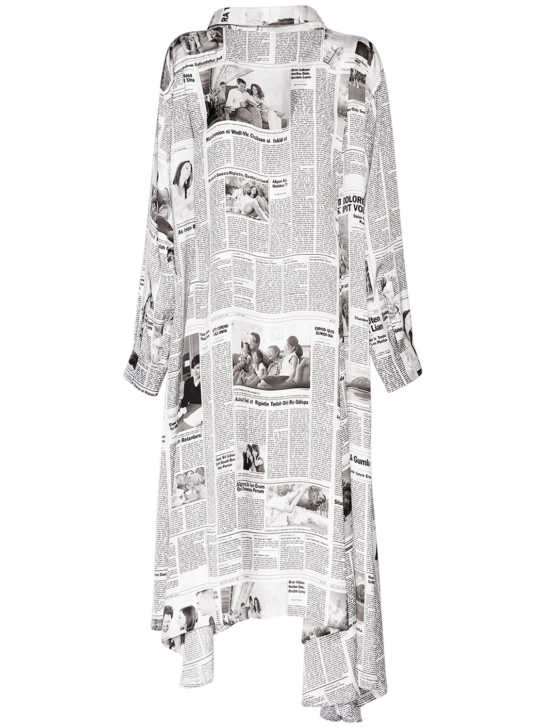 BALENCIAGA NEWSPAPER PRINT LIGHT SATIN DRESS
