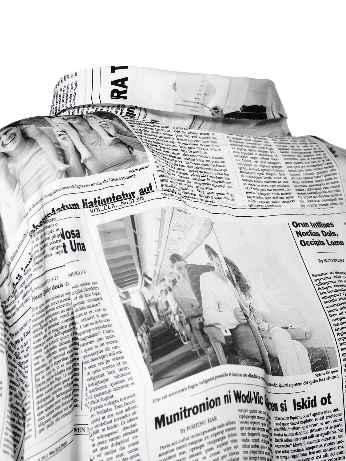 BALENCIAGA NEWSPAPER PRINT LIGHT SATIN DRESS