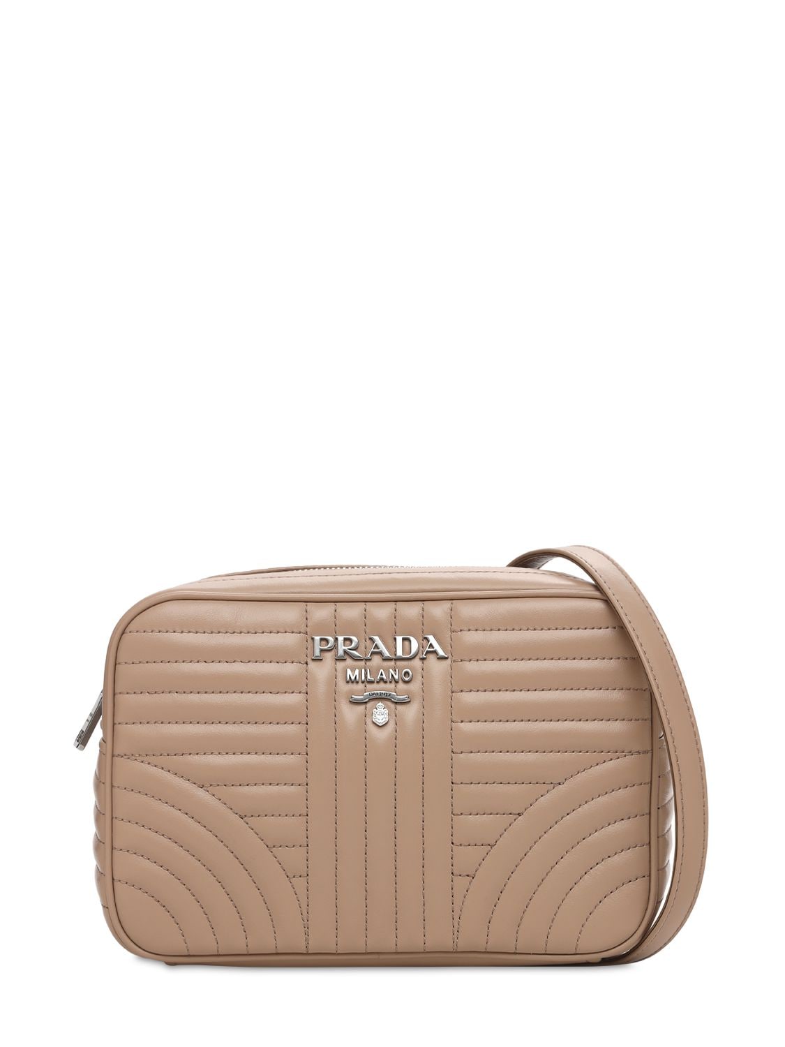 Prada Diagram Leather Camera Bag In Cammeo