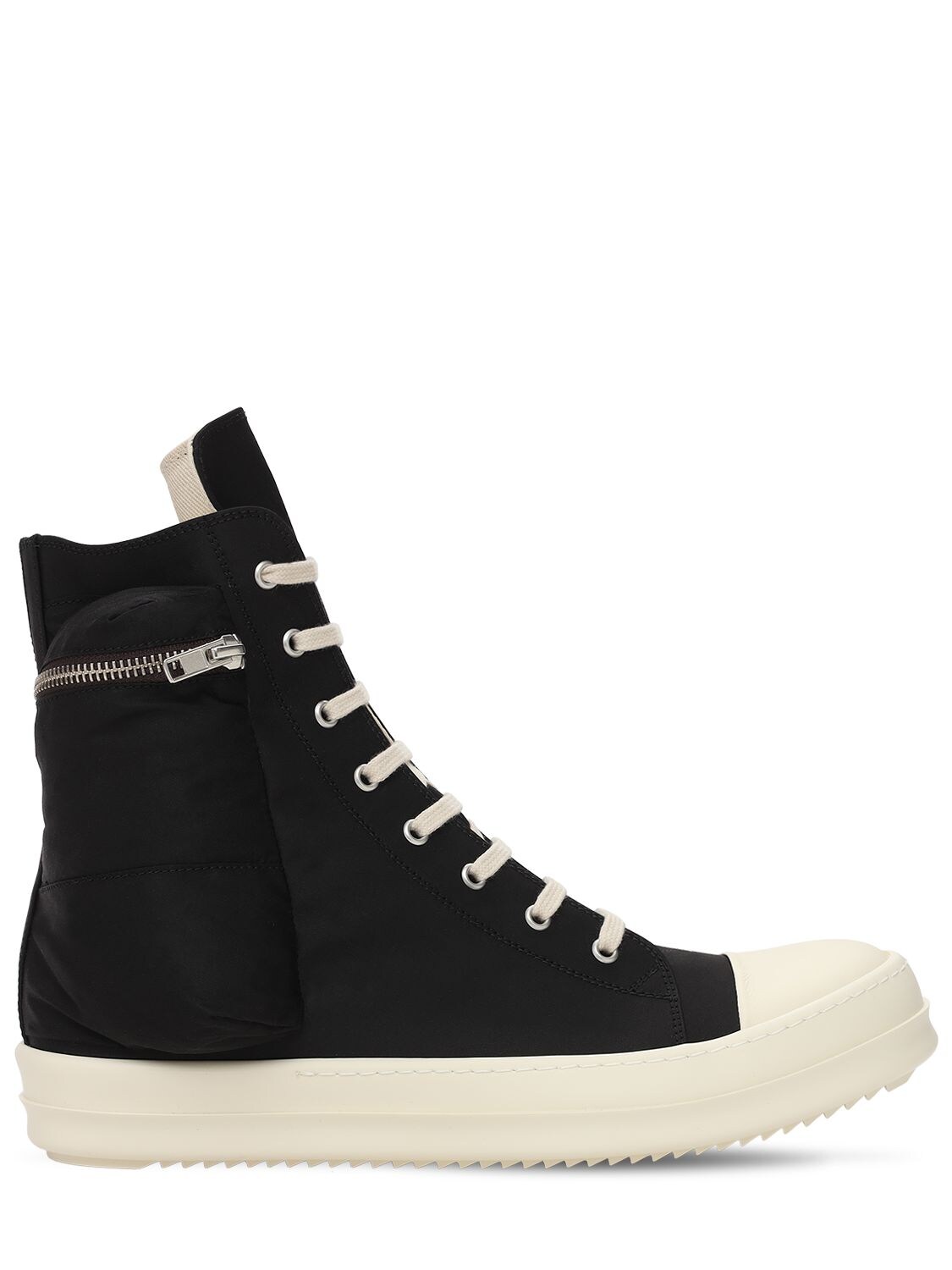Rick Owens Cotton & Nylon High Cargo Sneakers In Black,milk | ModeSens