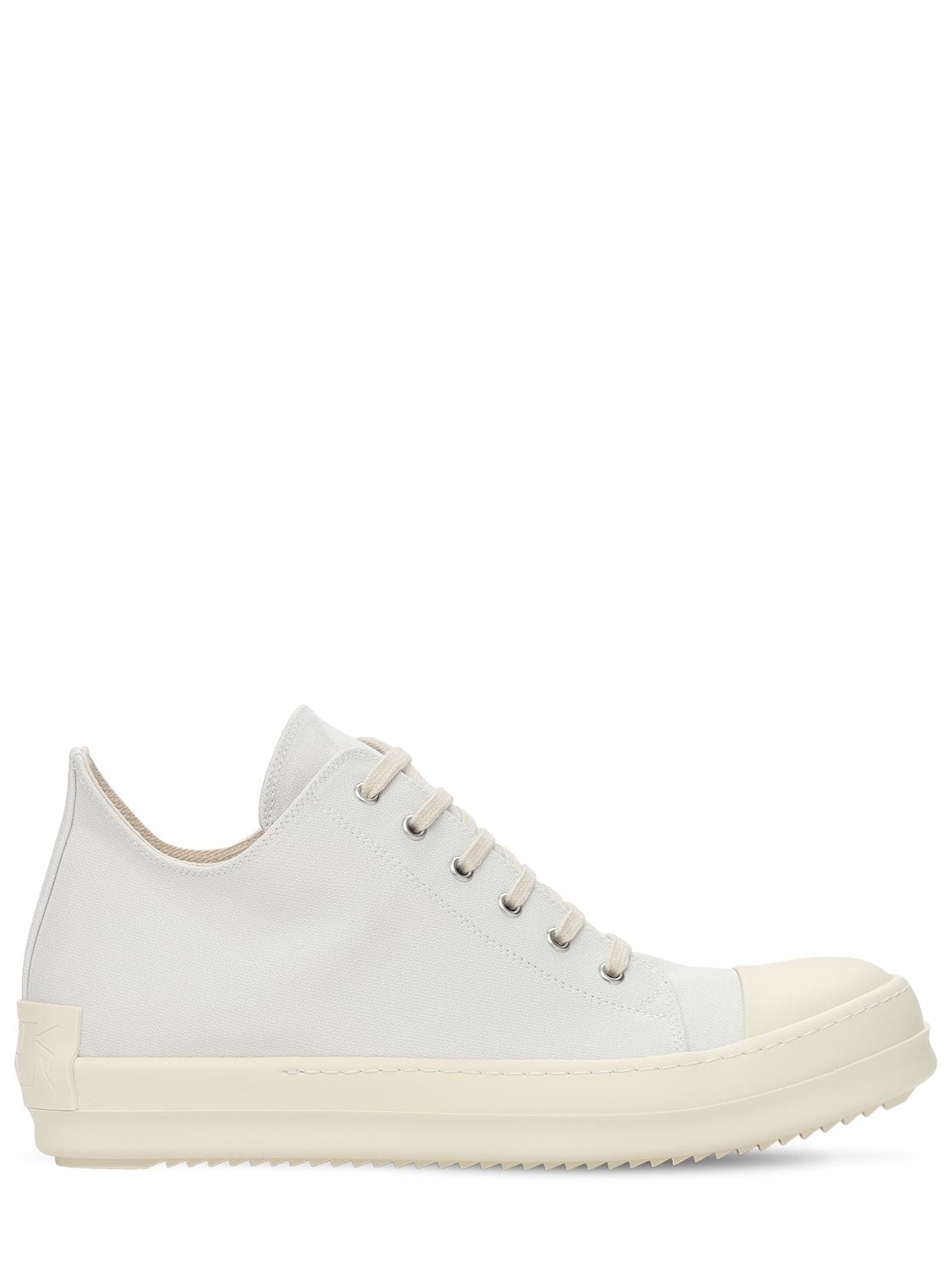 Rick Owens Cotton Canvas Low Lace-up Sneakers In Dirty White,mlk