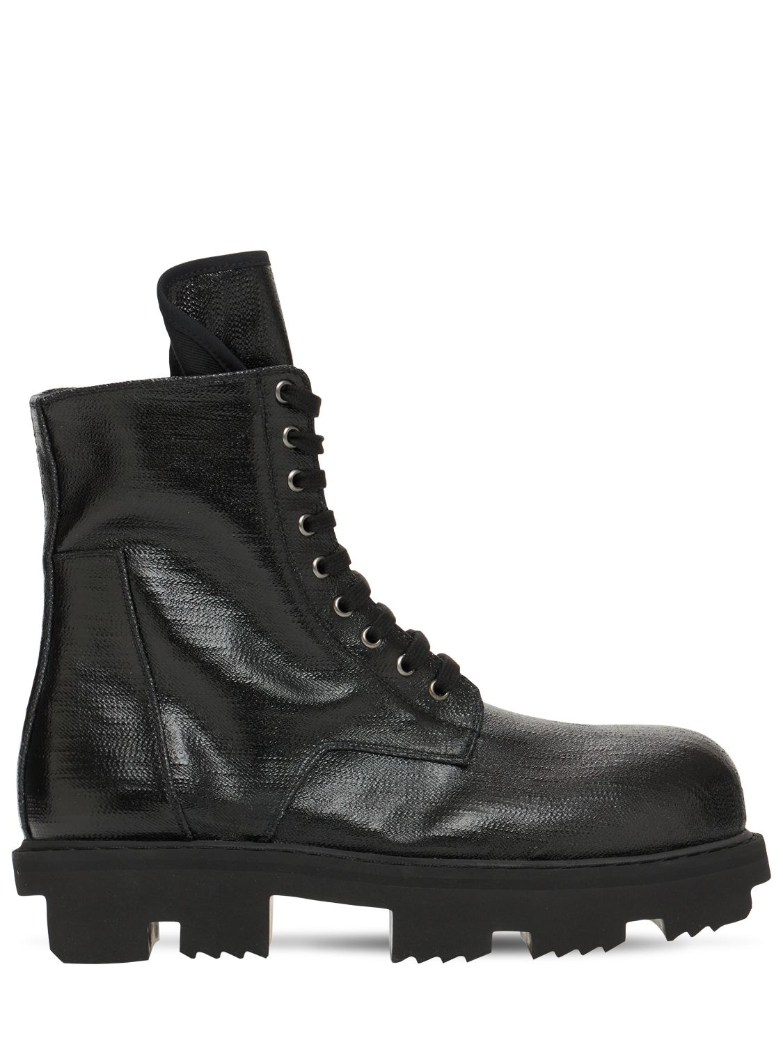 Rick Owens Cotton Denim Army Megatooth Boots In Black