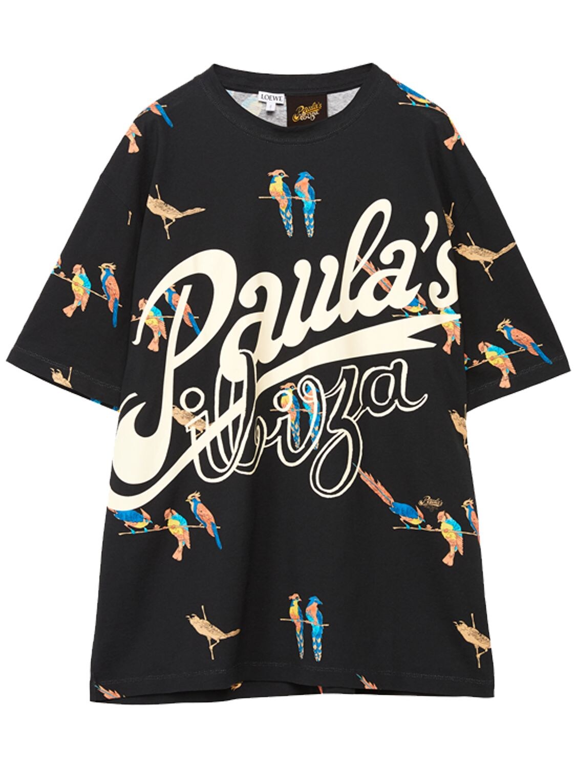 LOEWE “PAULA”鹦鹉印花棉质平纹针织T恤,73IIVJ007-MTQ4OQ2