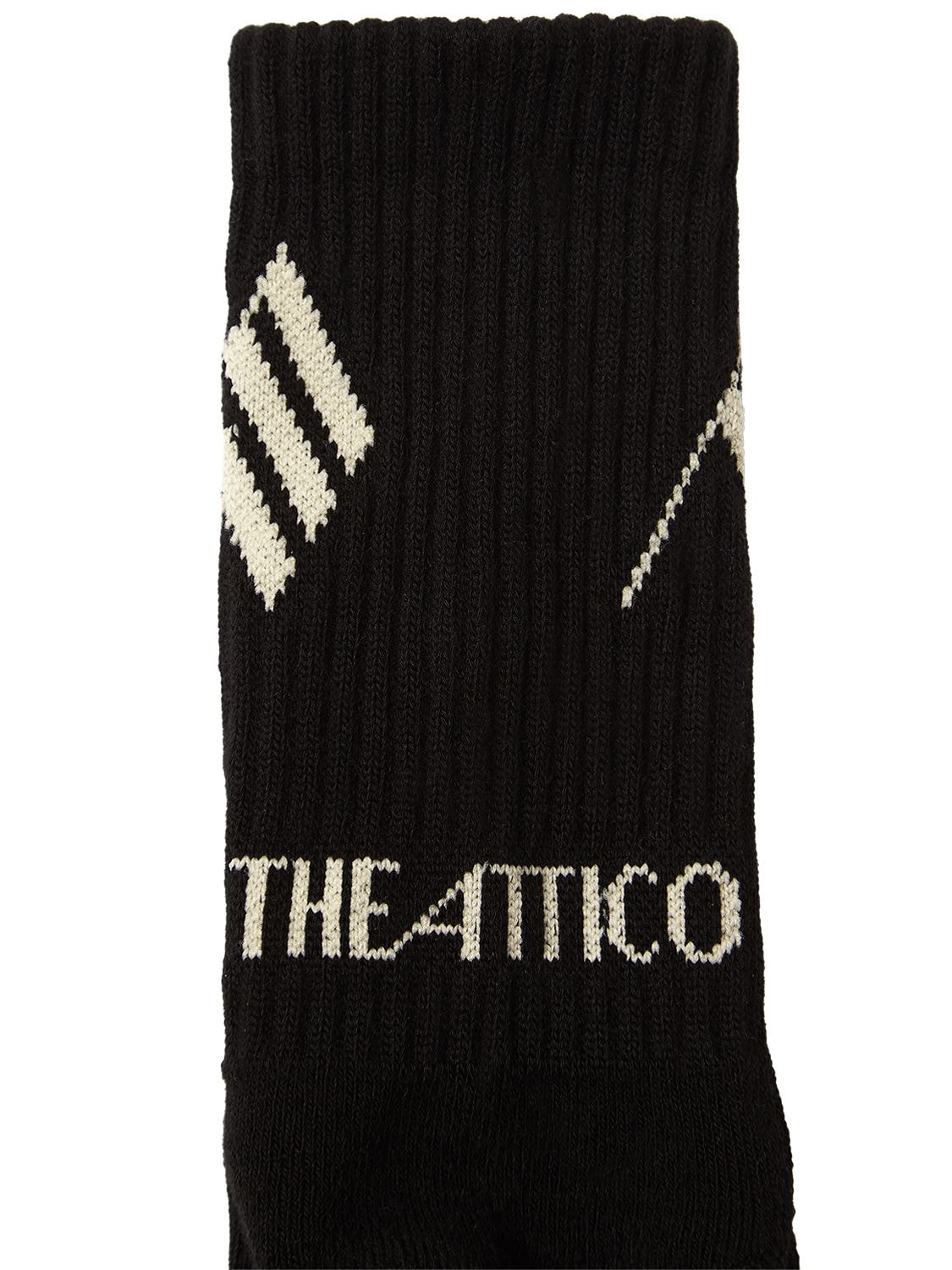 Shop Attico Sahara Logo Cotton Blend Socks In Black,white