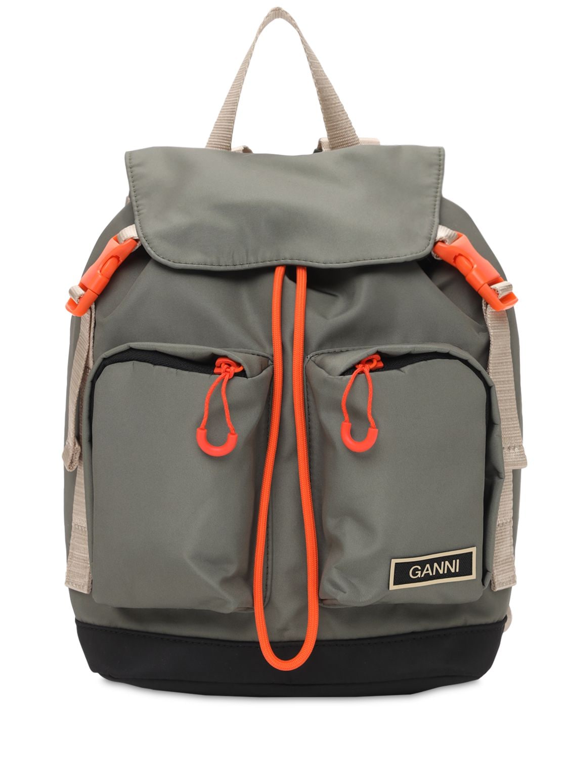 Ganni Green Small Recycled Tech Backpack In Kalamata
