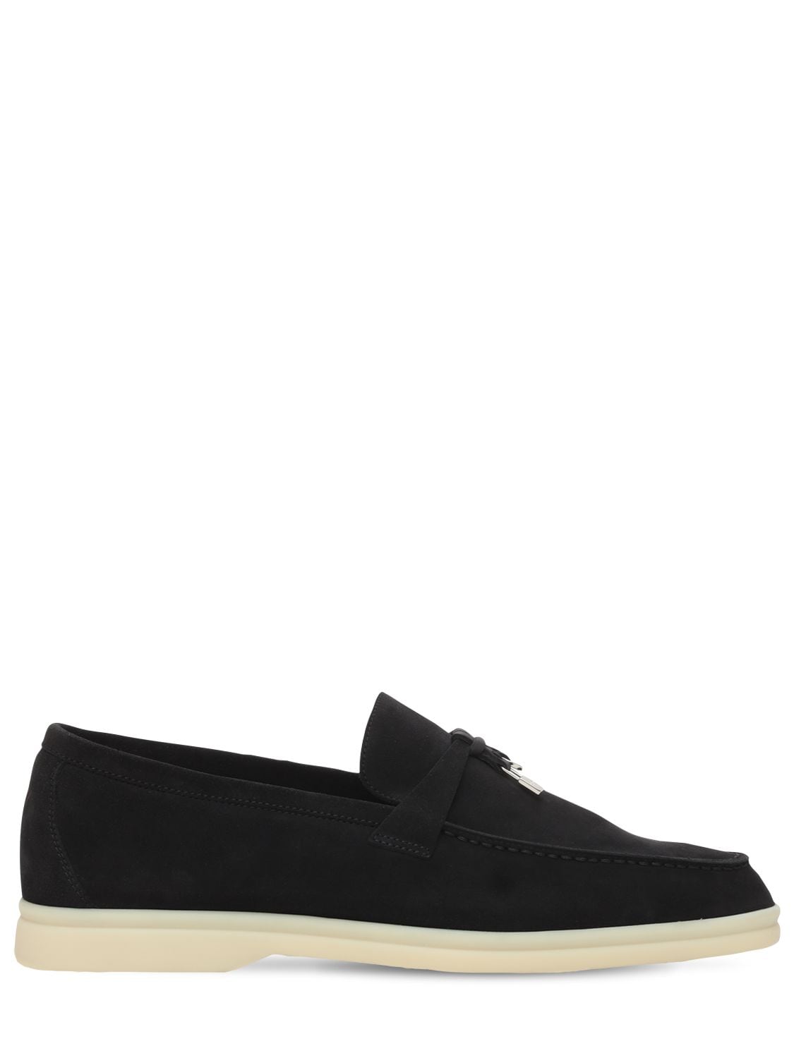 Loro Piana 10mm Summer Charms Walk Suede Loafers In Black
