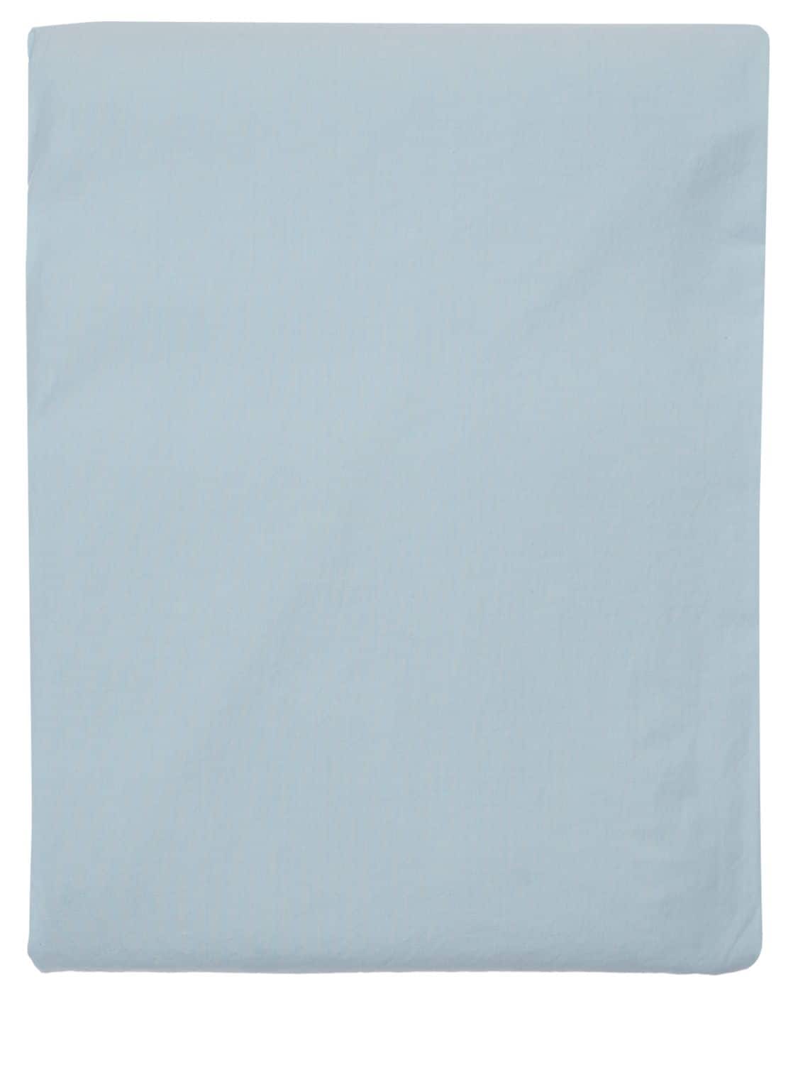 Tekla Cotton Percale Flat Bedsheet In Blue