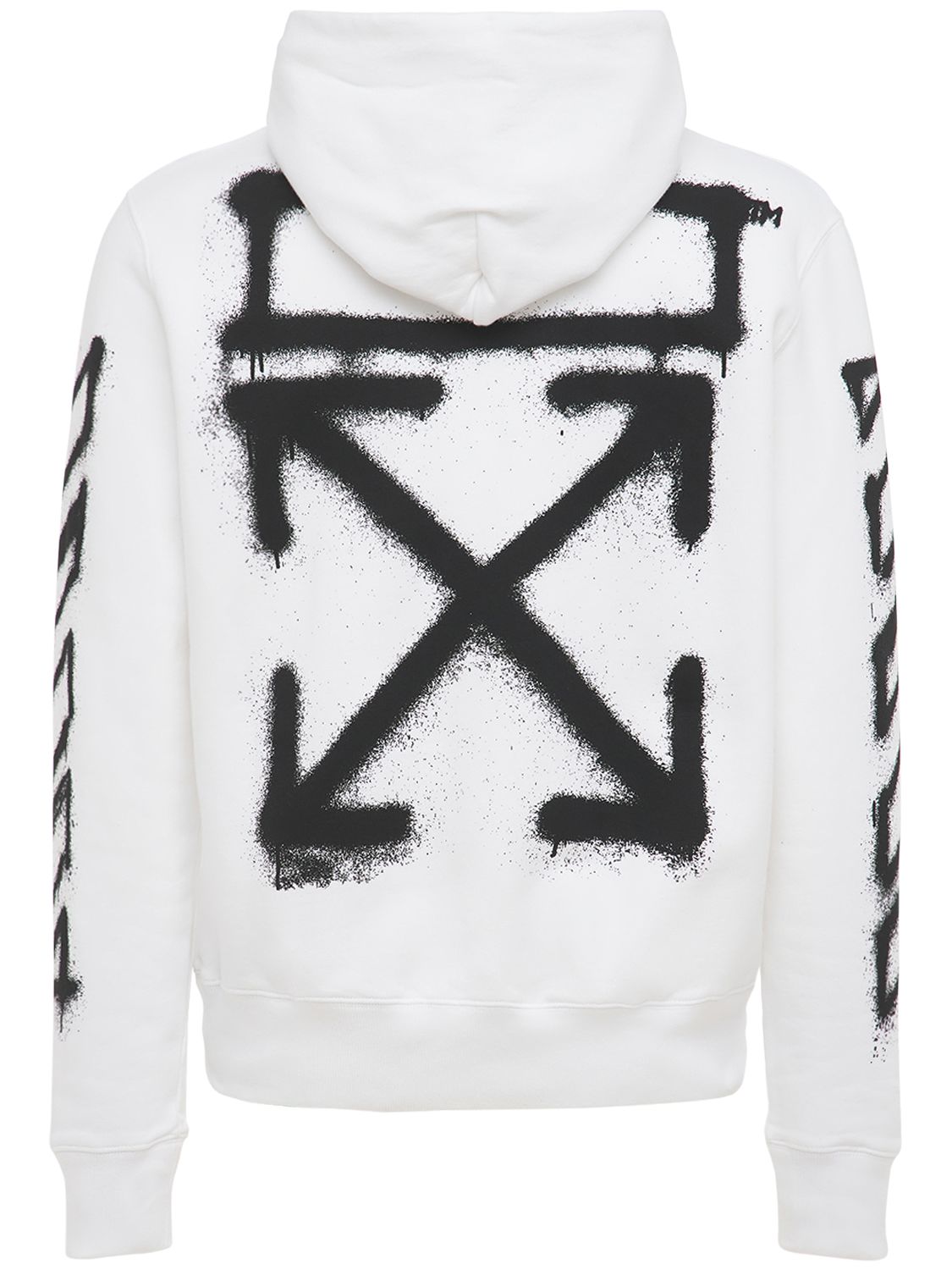 Off-white Spray Marker Slim Cotton Jersey Hoodie In White,black