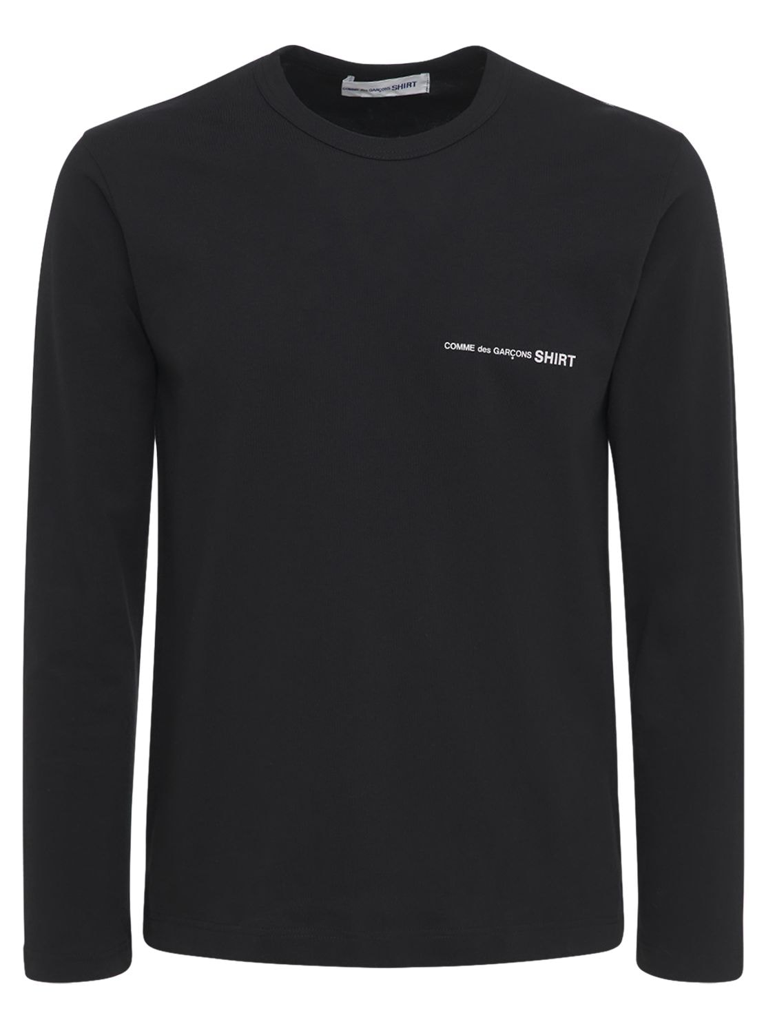 Comme Des Garçons Shirt Logo Print Cotton Jersey L/s T-shirt In Black