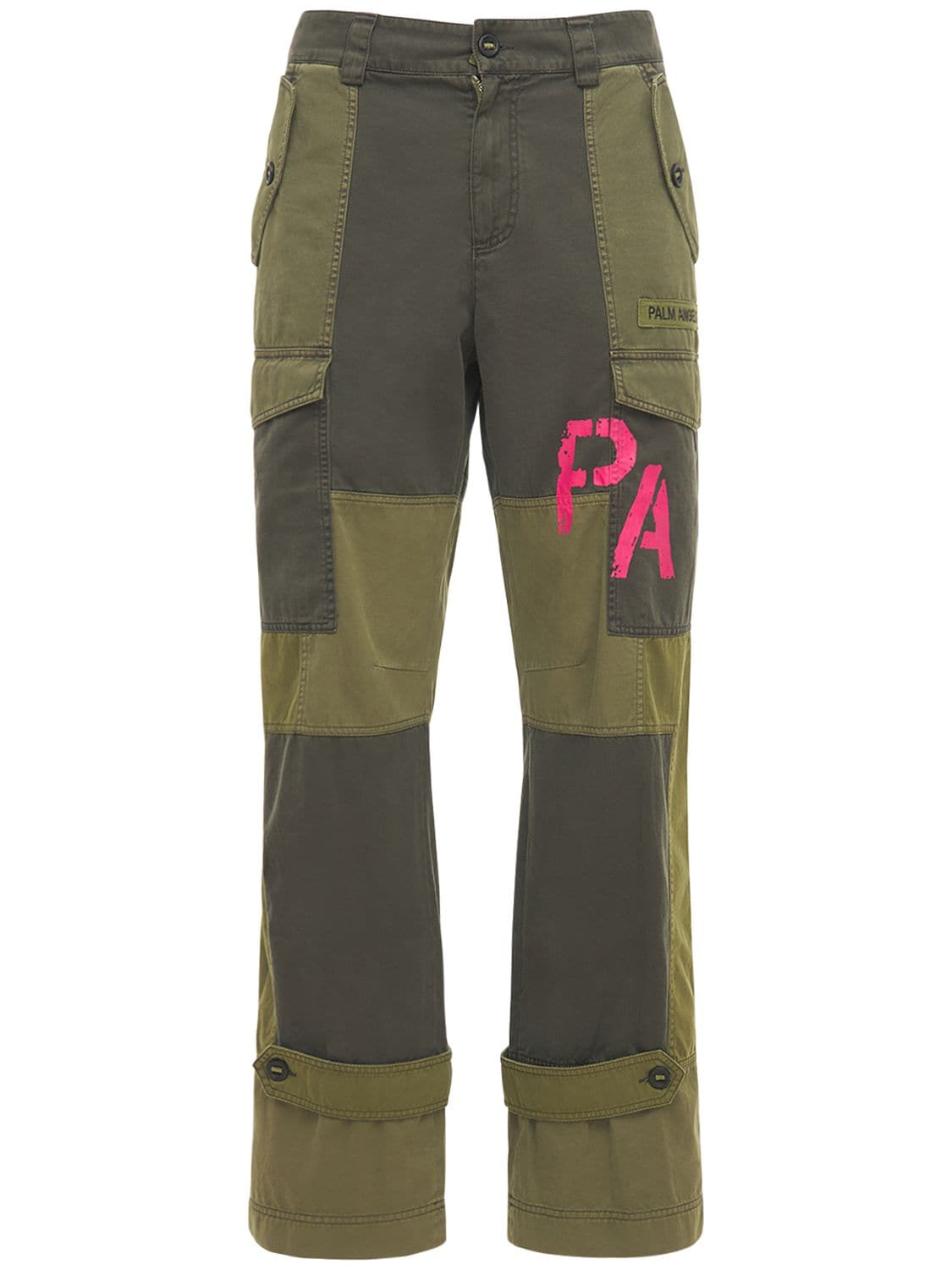 PALM ANGELS PATCHWORK MILITARY CANVAS CARGO PANTS,73IJRV012-NTYZMG2