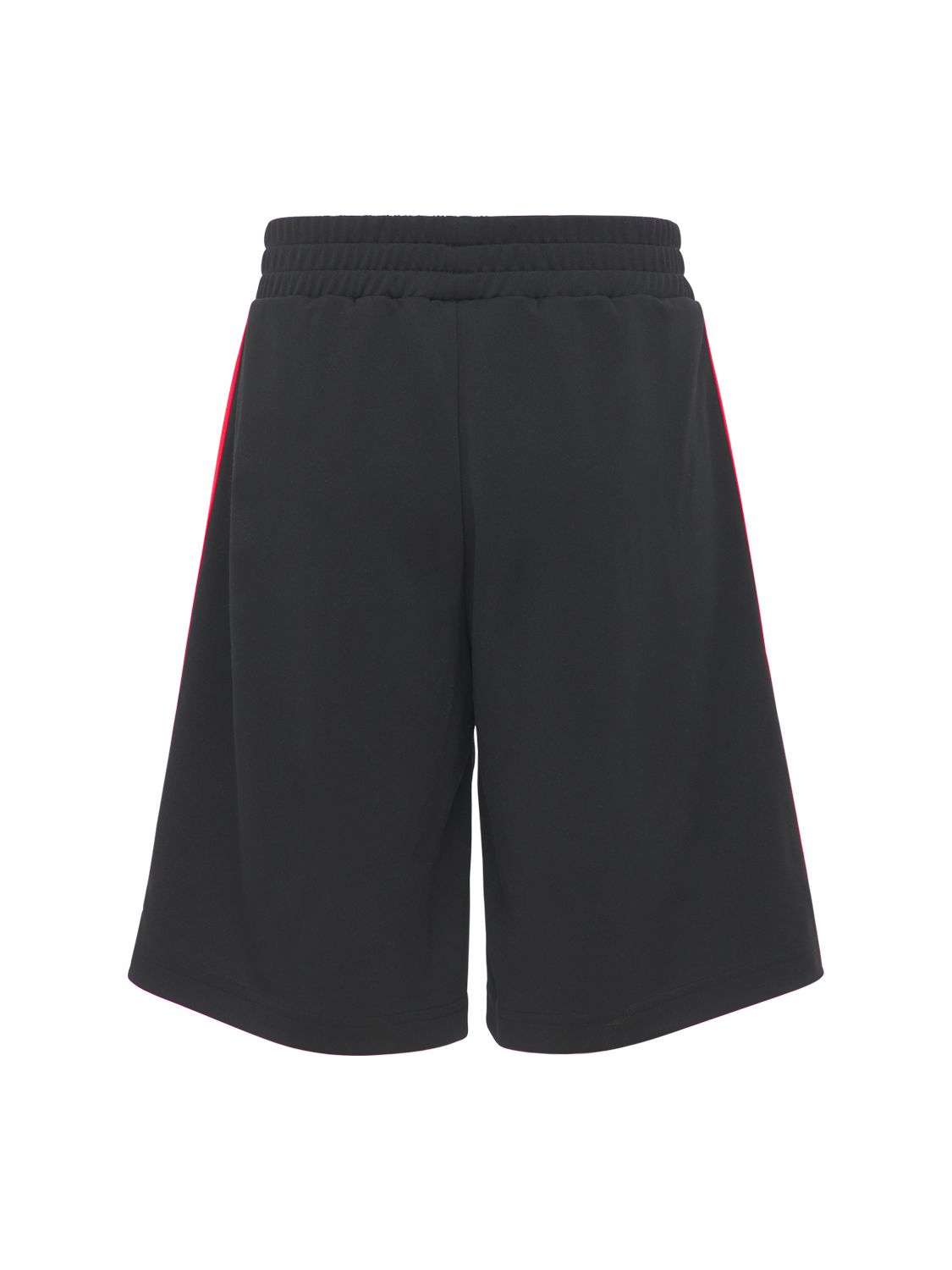 palm angels logo印花运动短裤 in black white | modesens