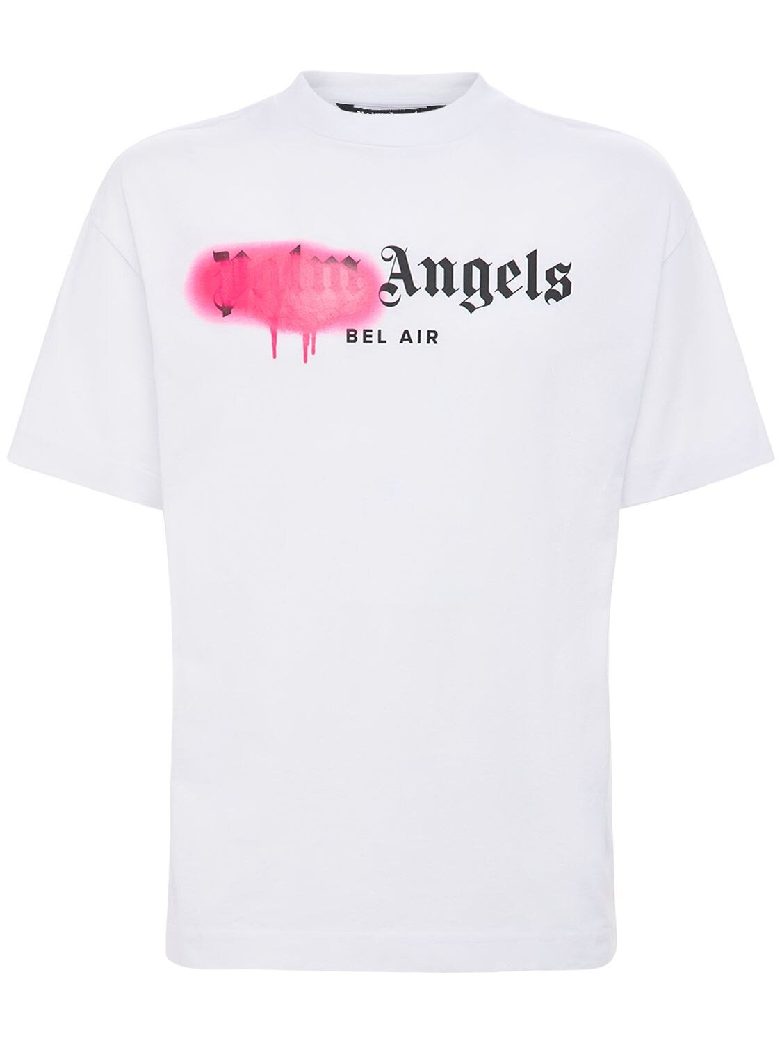PALM ANGELS BEL AIR SPRAYED COTTON JERSEY T-SHIRT,73IJRV060-MDE2OA2