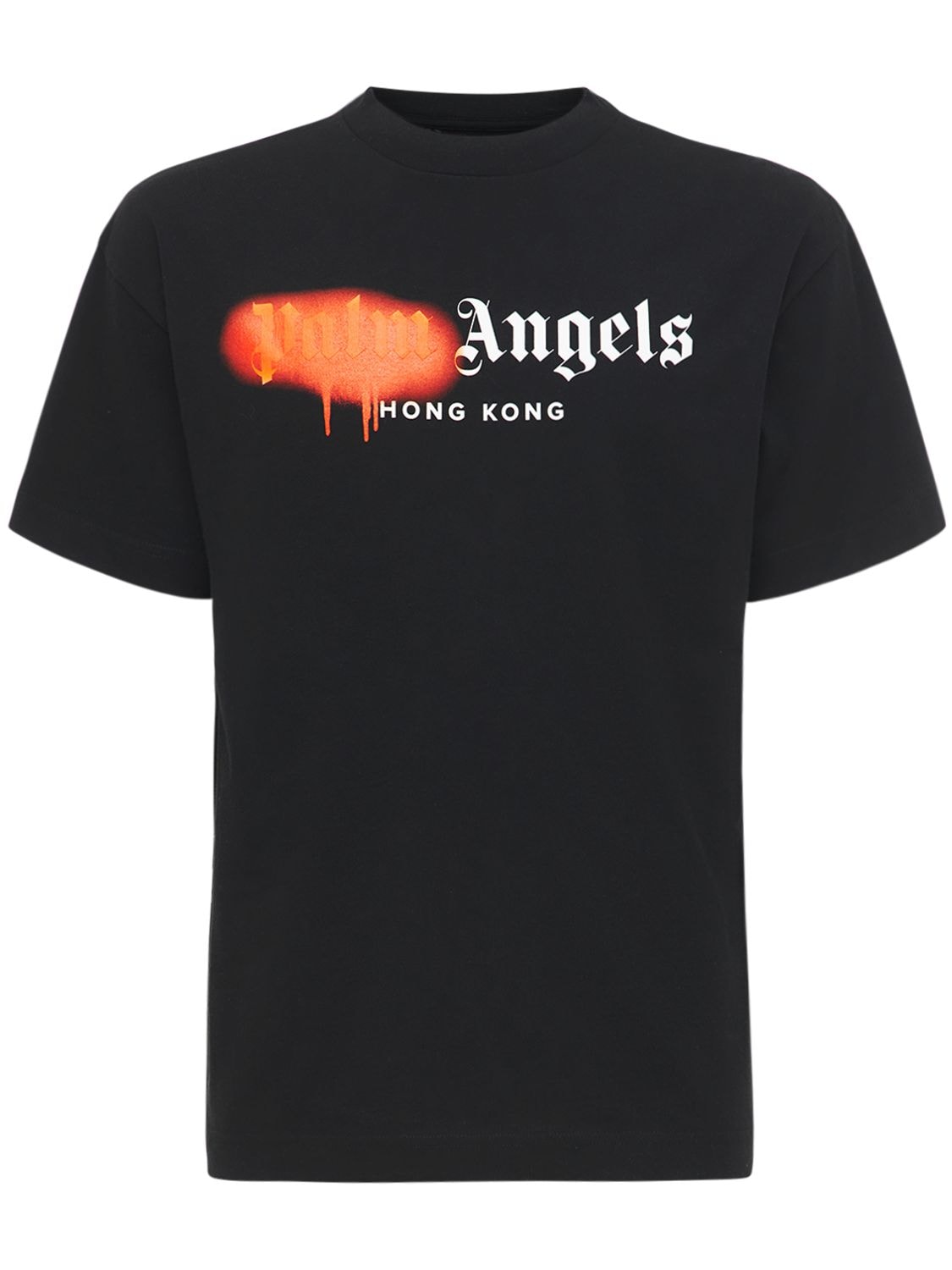 PALM ANGELS HONG KONG SPRAYED COTTON JERSEY T-SHIRT,73IJRV061-MTAYMA2