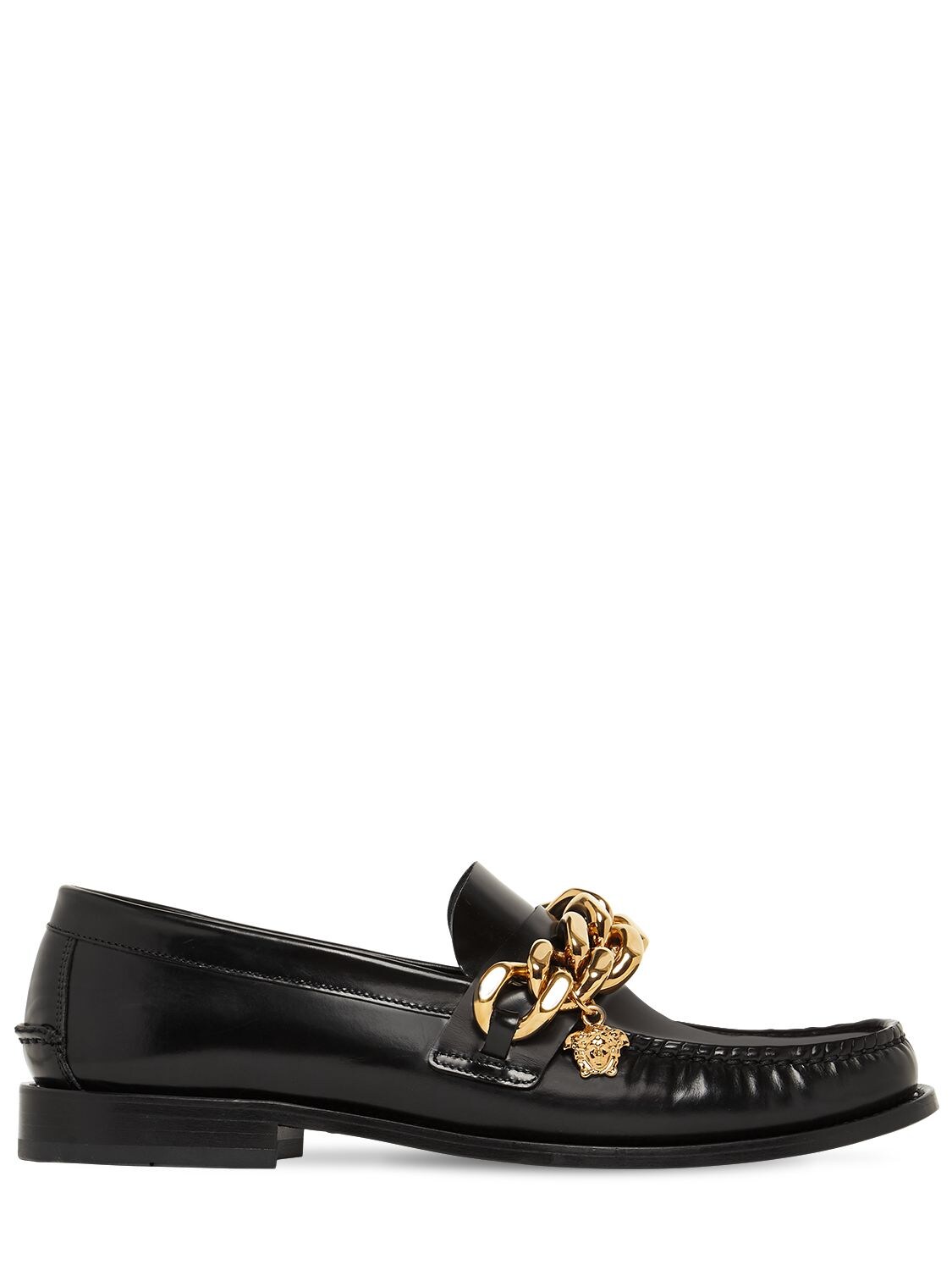 VERSACE LEATHER LOAFERS W/ CHAIN,73IJS2004-S1ZPNDE1